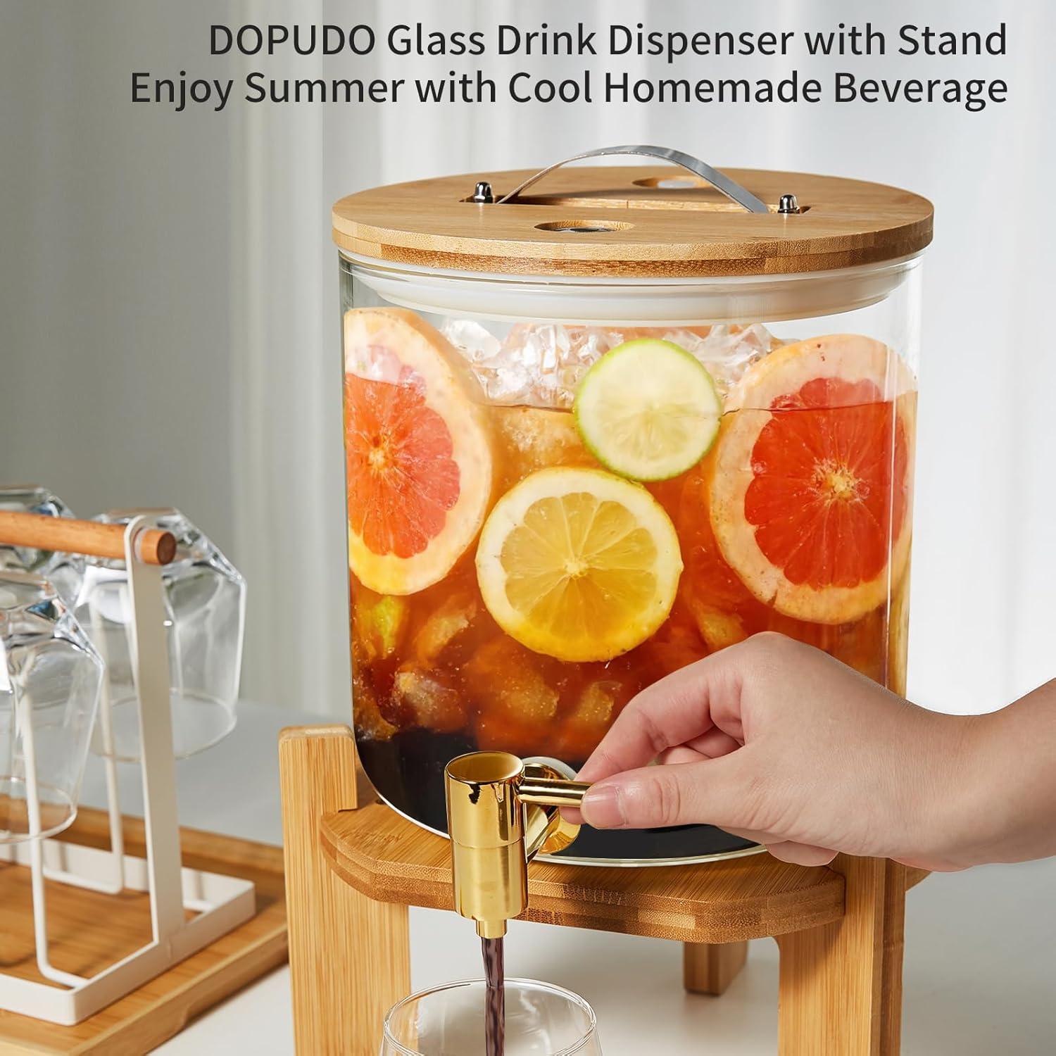 Dispensador de Bebidas de Vidrio DOPUDO 5L con Grifo Inoxidable