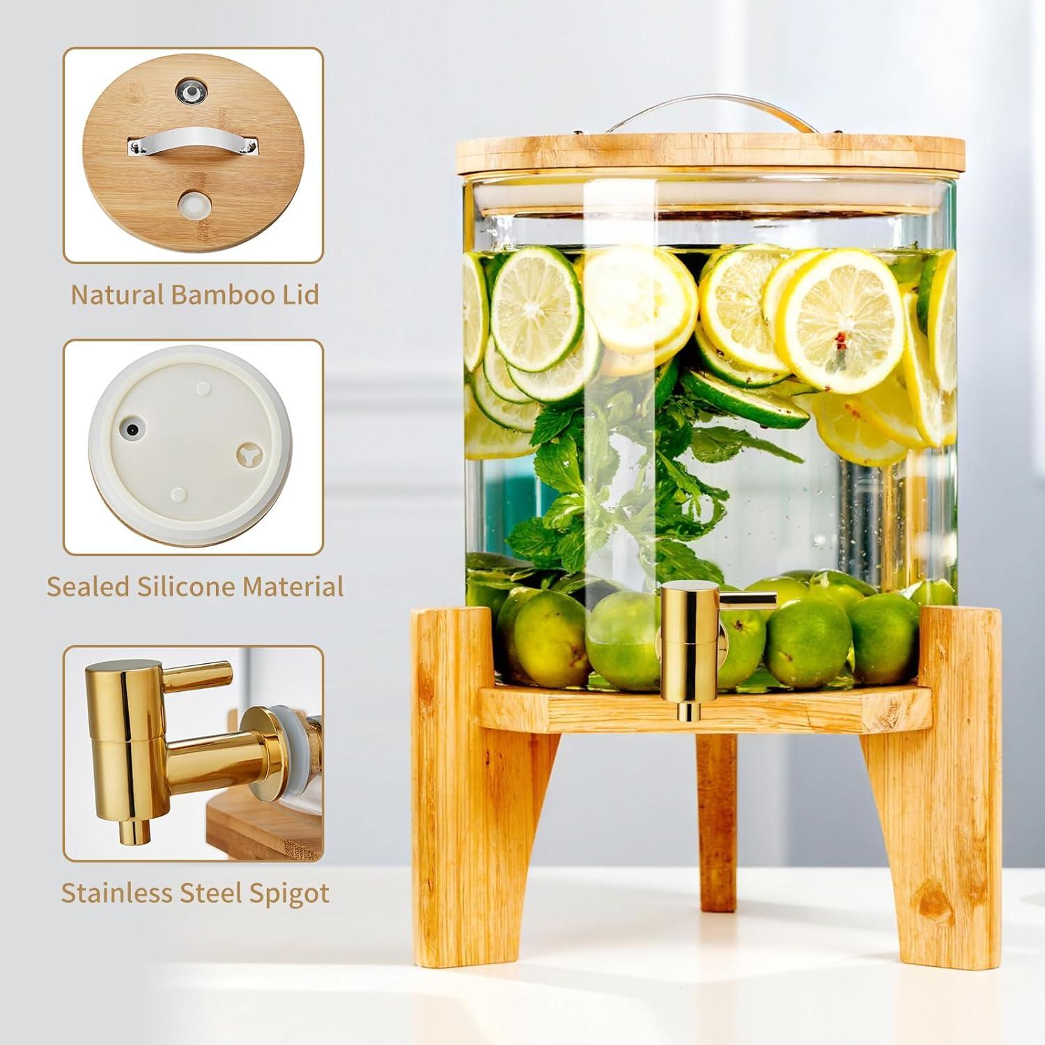 Dispensador de Bebidas de Vidrio DOPUDO 5L con Grifo Inoxidable