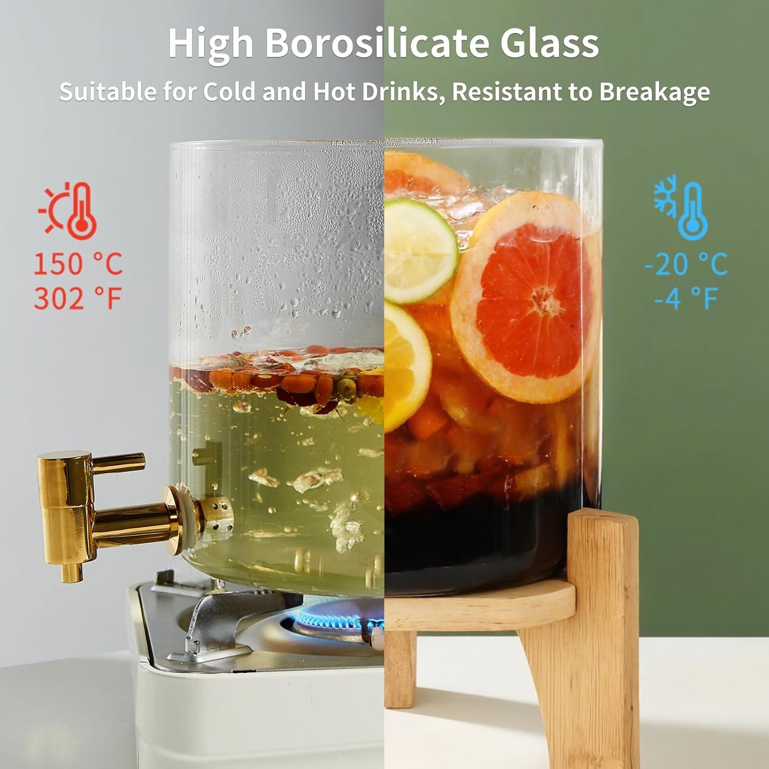 Dispensador de Bebidas de Vidrio DOPUDO 5L con Grifo Inoxidable