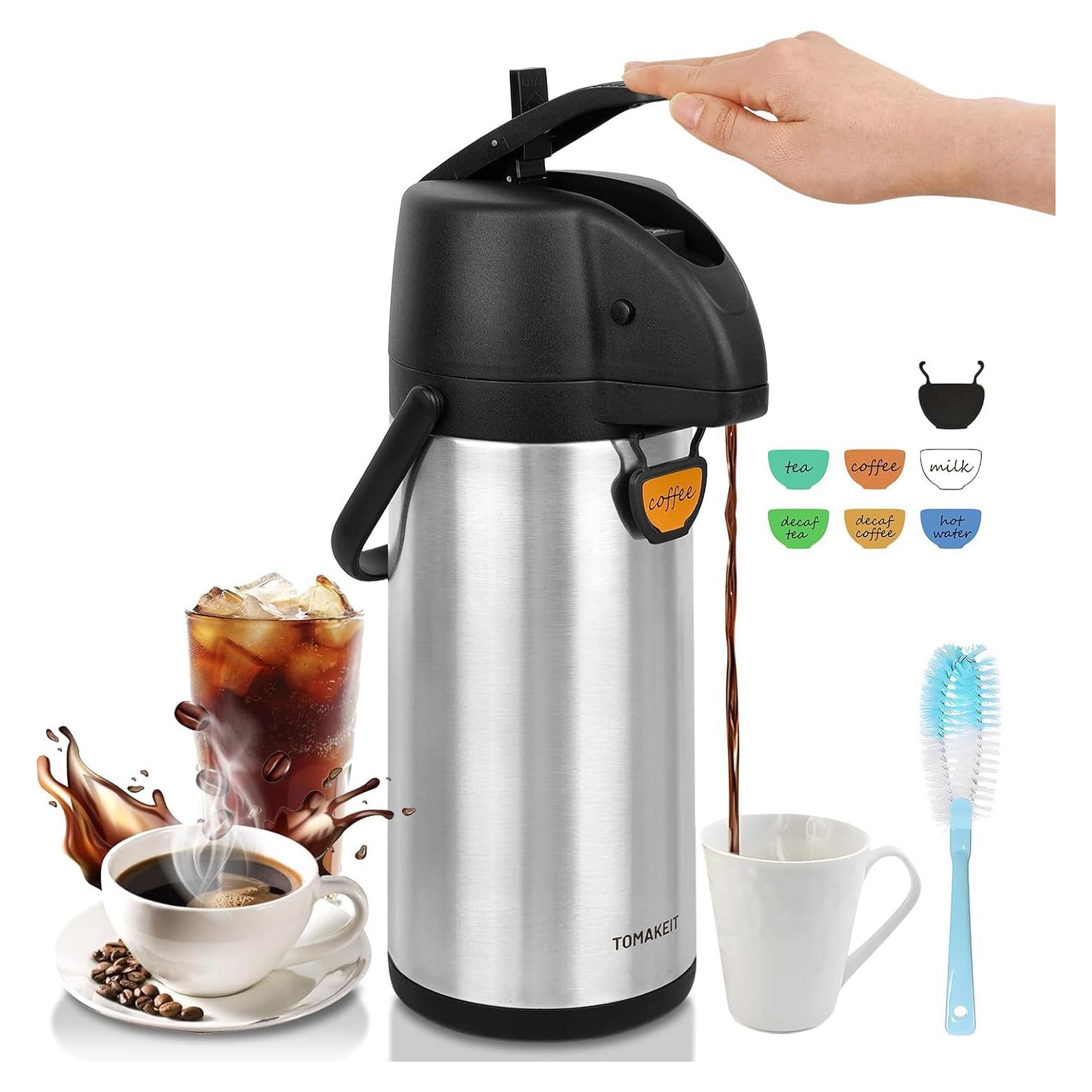 Dispensador de Café Airpot TOMAKEIT 3L Acero Inoxidable Bomba