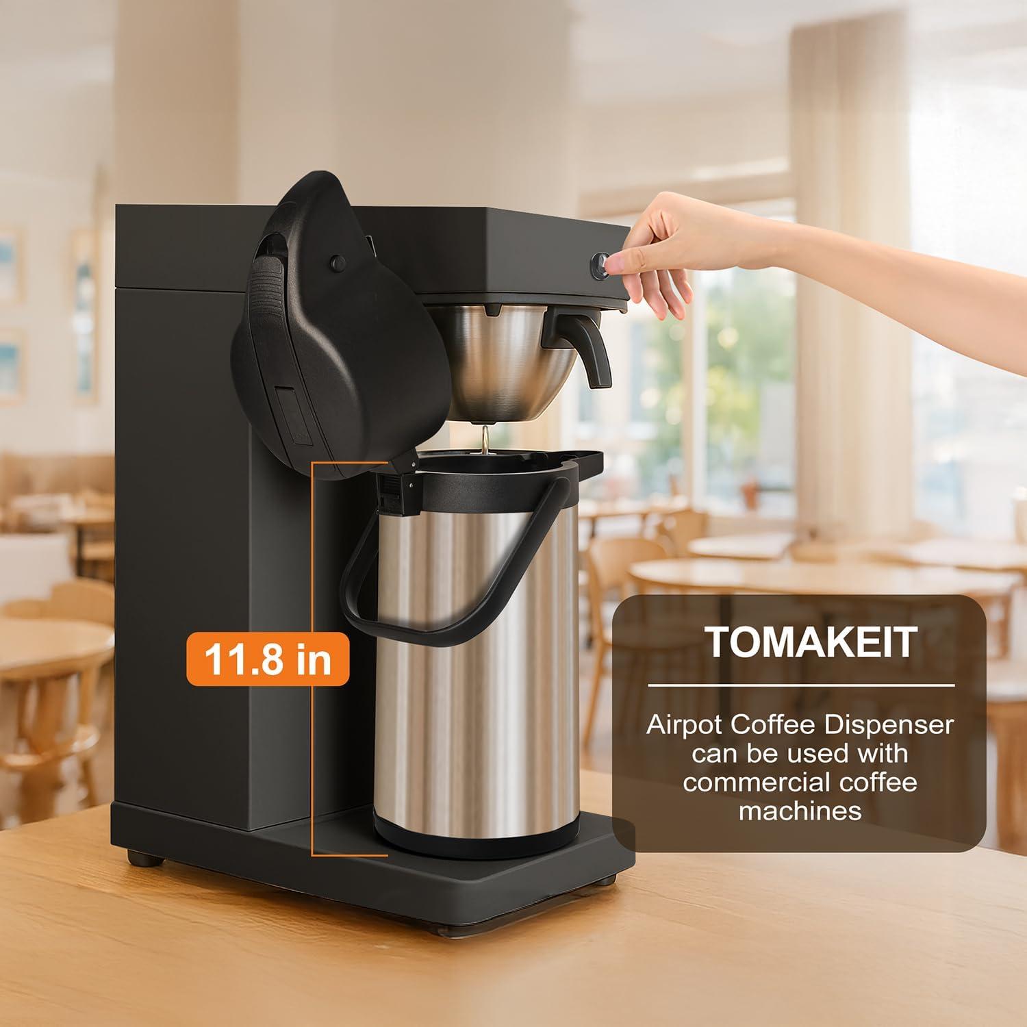 Dispensador de Café Airpot TOMAKEIT 3L Acero Inoxidable Bomba