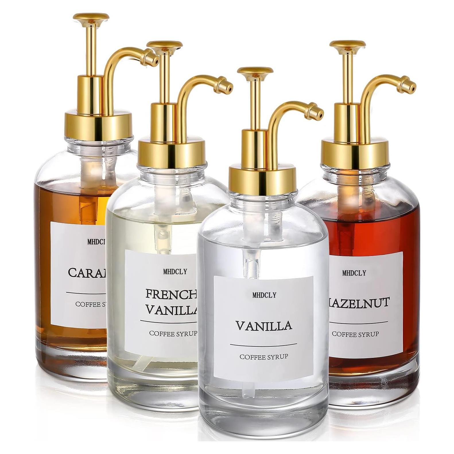 Dispensador de Jarabe de Café MHDCLY 4 Pack 0.5L Dorado
