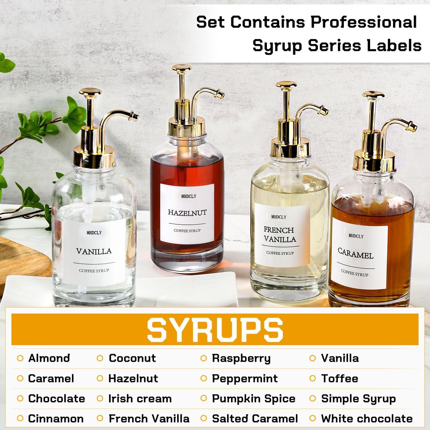 Dispensador de Jarabe de Café MHDCLY 4 Pack 0.5L Dorado