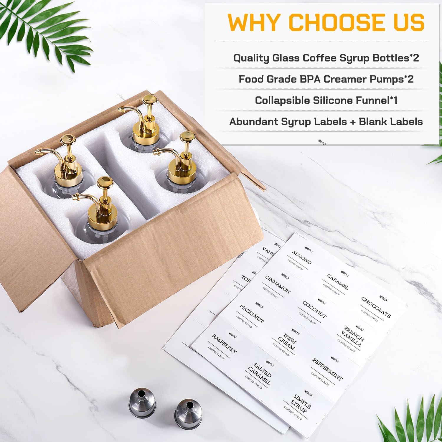 Dispensador de Jarabe de Café MHDCLY 4 Pack 0.5L Dorado