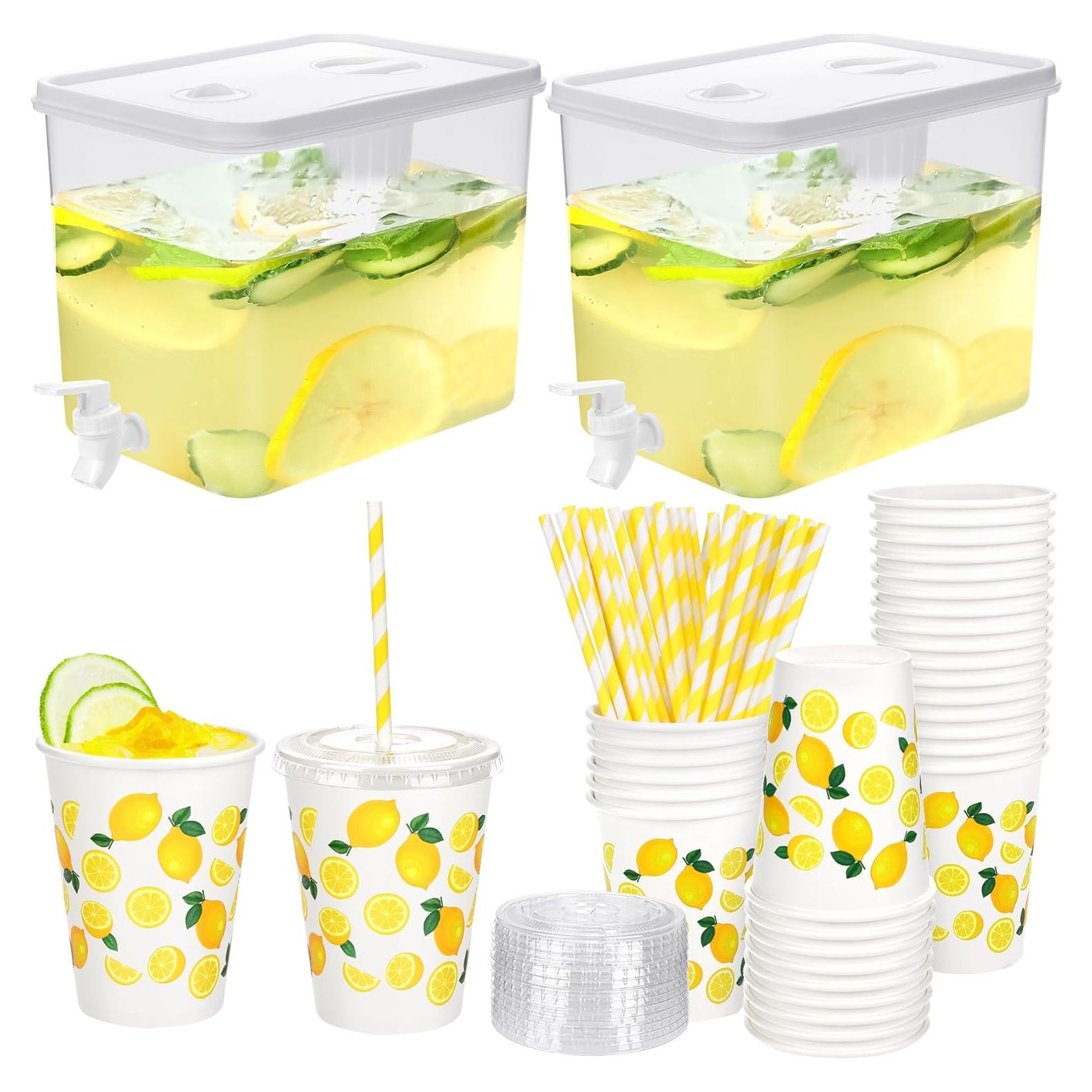 Paquete de 2 dispensadores de bebida Kochorie 8.8L con 50 tazas