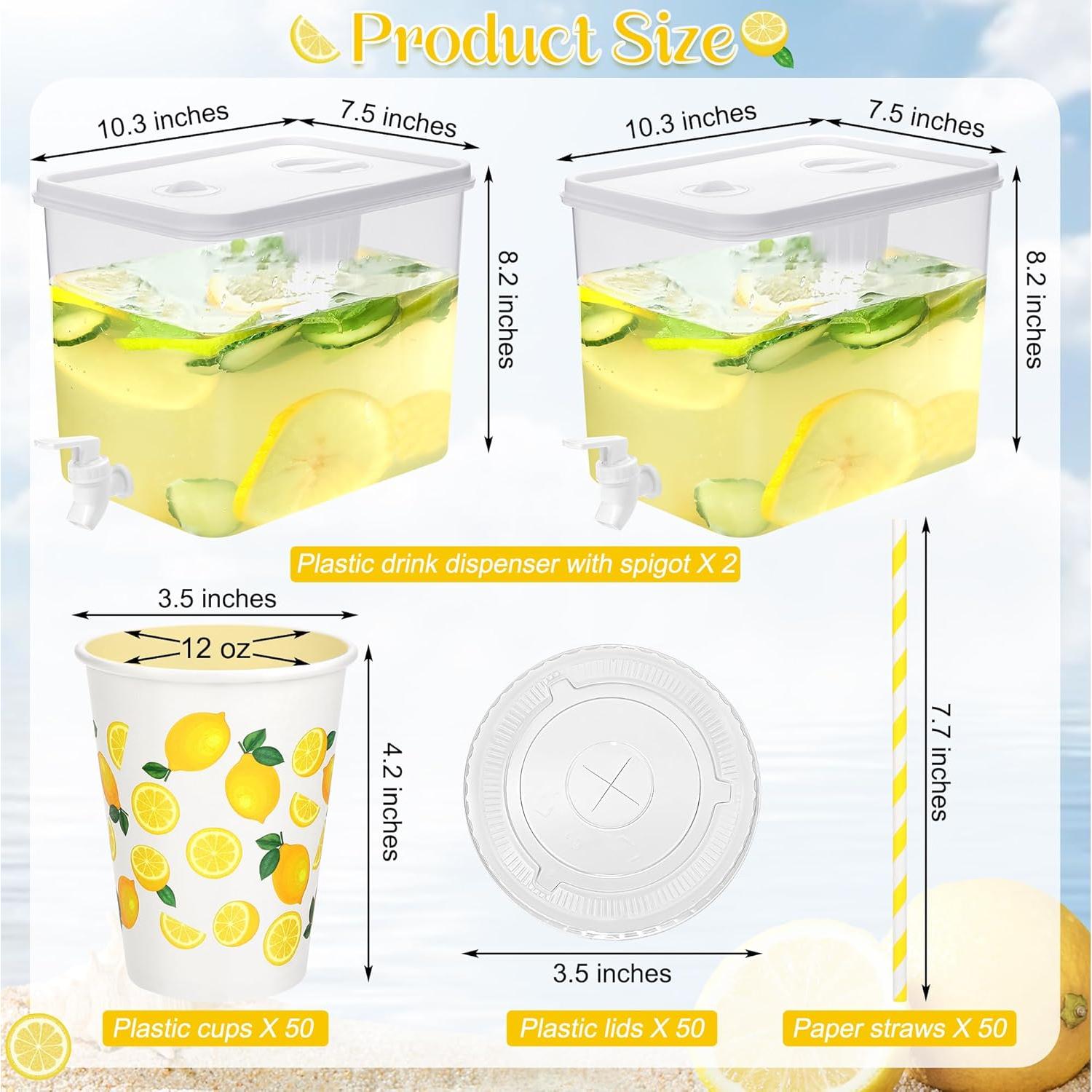 Paquete de 2 dispensadores de bebida Kochorie 8.8L con 50 tazas