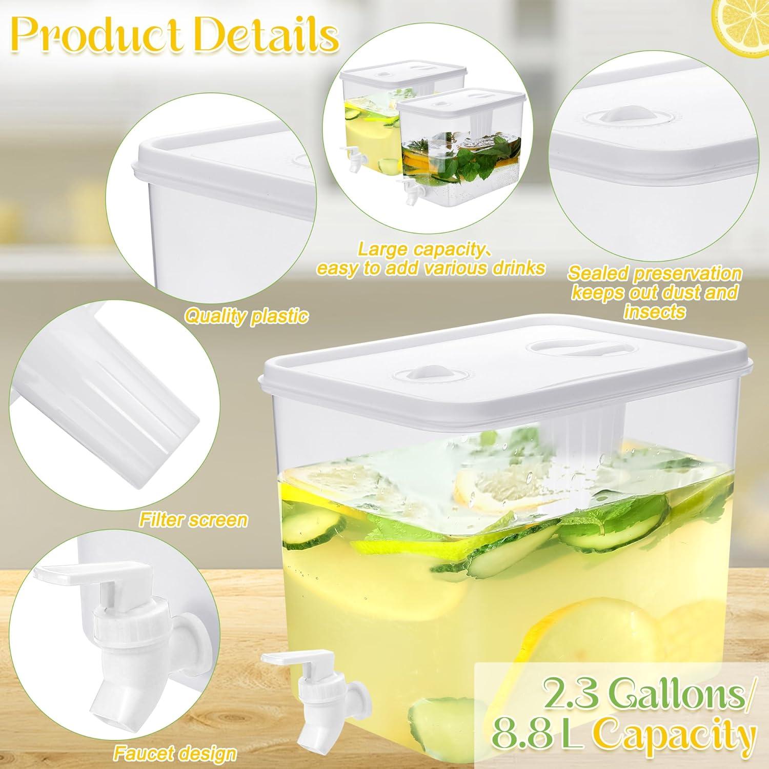 Paquete de 2 dispensadores de bebida Kochorie 8.8L con 50 tazas