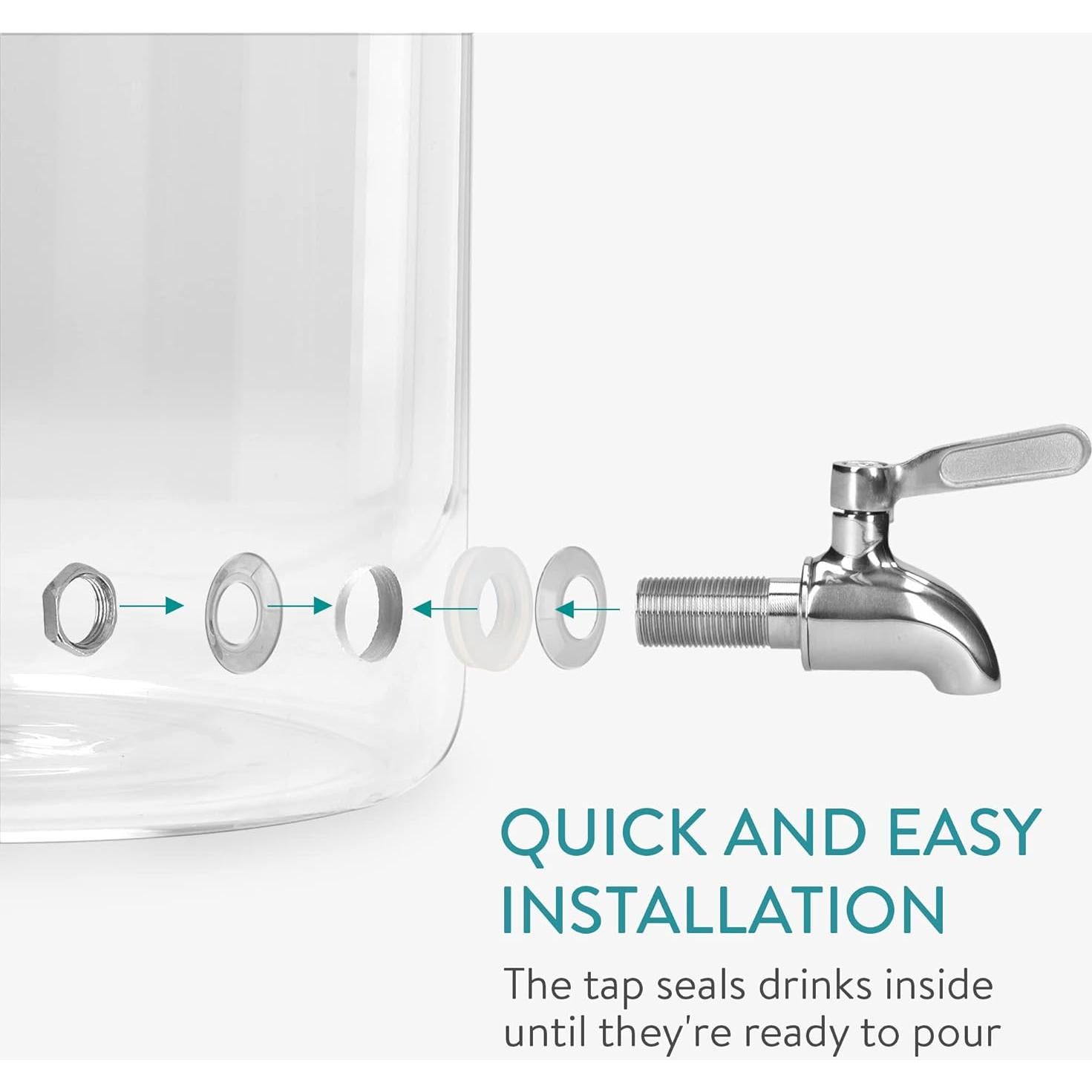 Dispensador de Bebidas de Vidrio Navaris 5.6L con Grifo Inoxidable