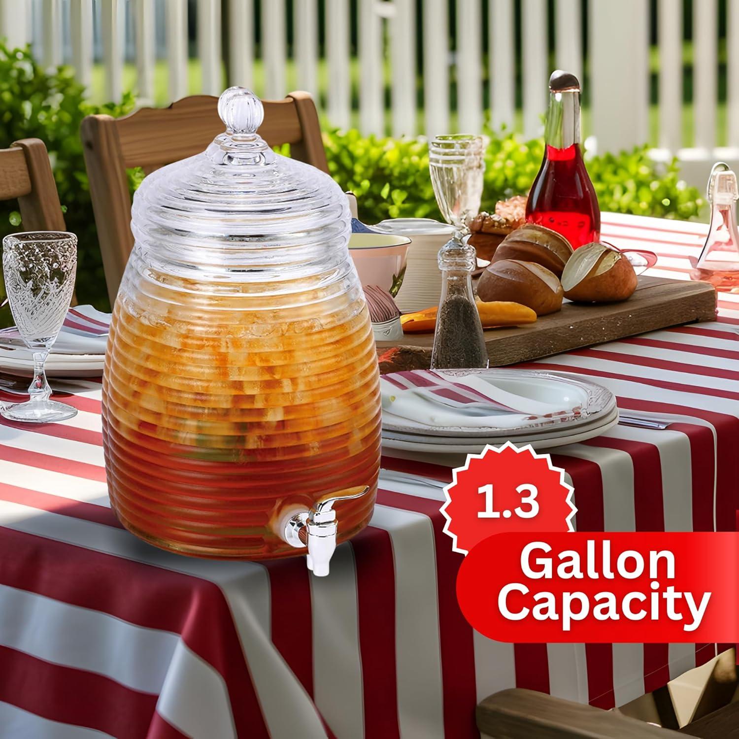 Dispensador de Bebidas de Vidrio EuroWare 5L con Grifo Colmena