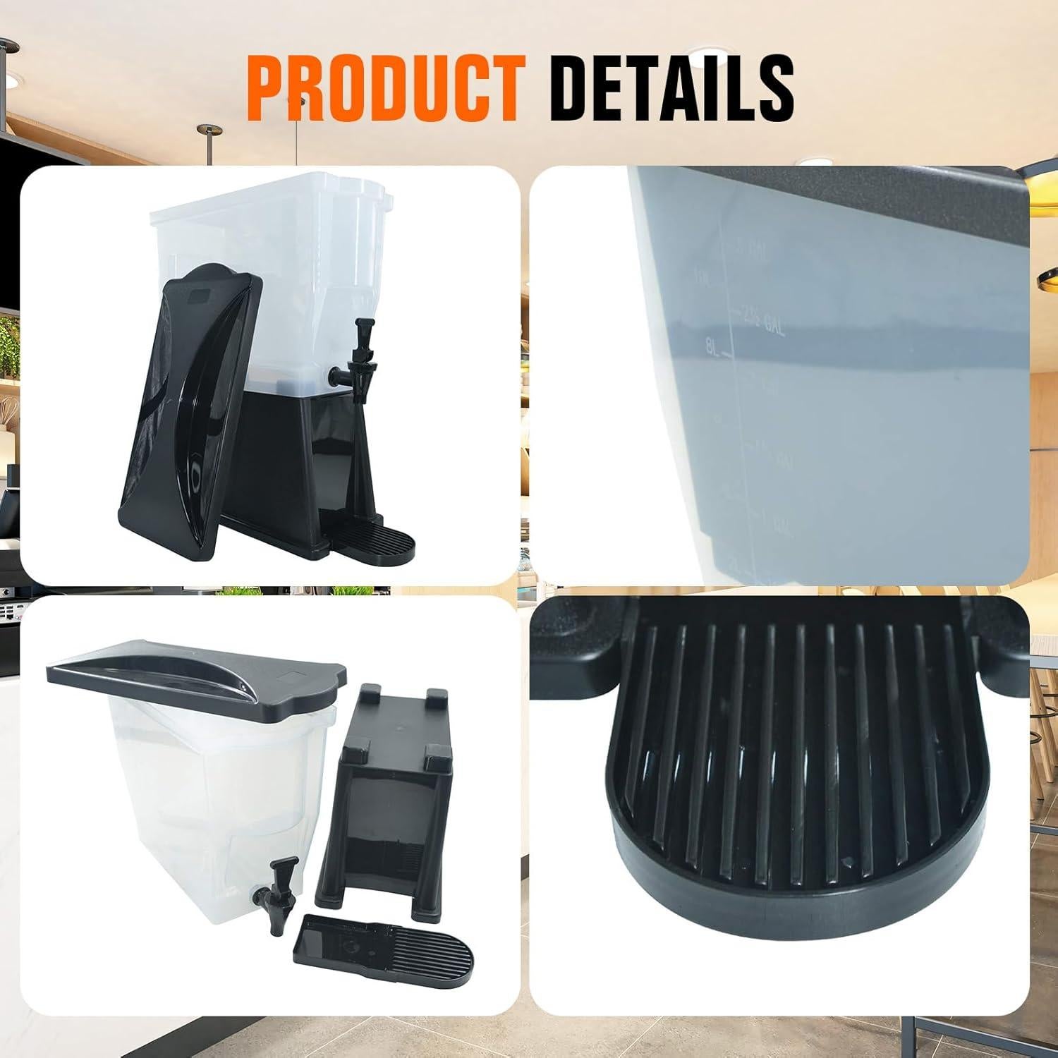 Dispensador de Bebidas Hakka 11L Negro para Fiestas y Catering