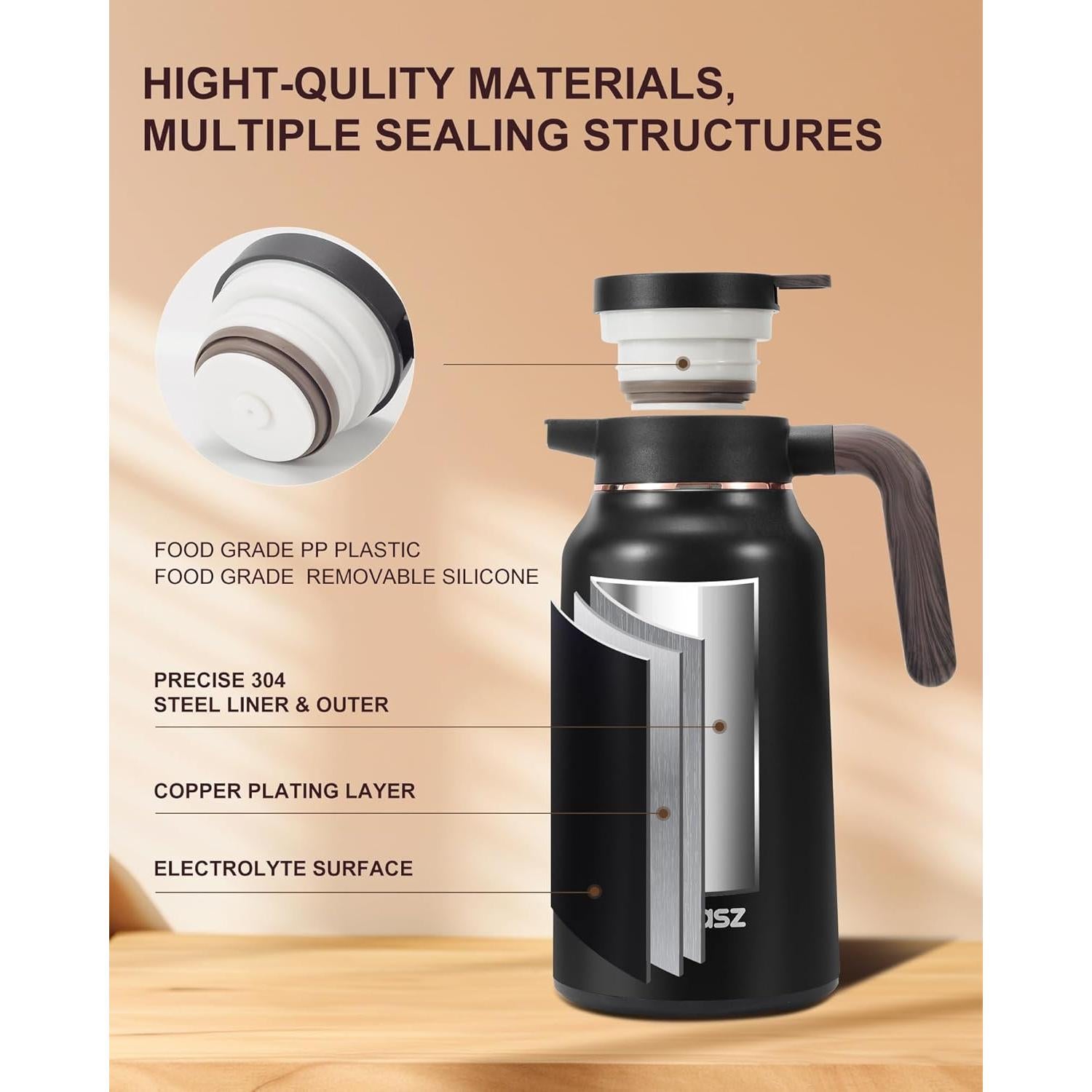 Jarra Térmica 2.1L Tgvasz Negra - Aislada 36h Caliente