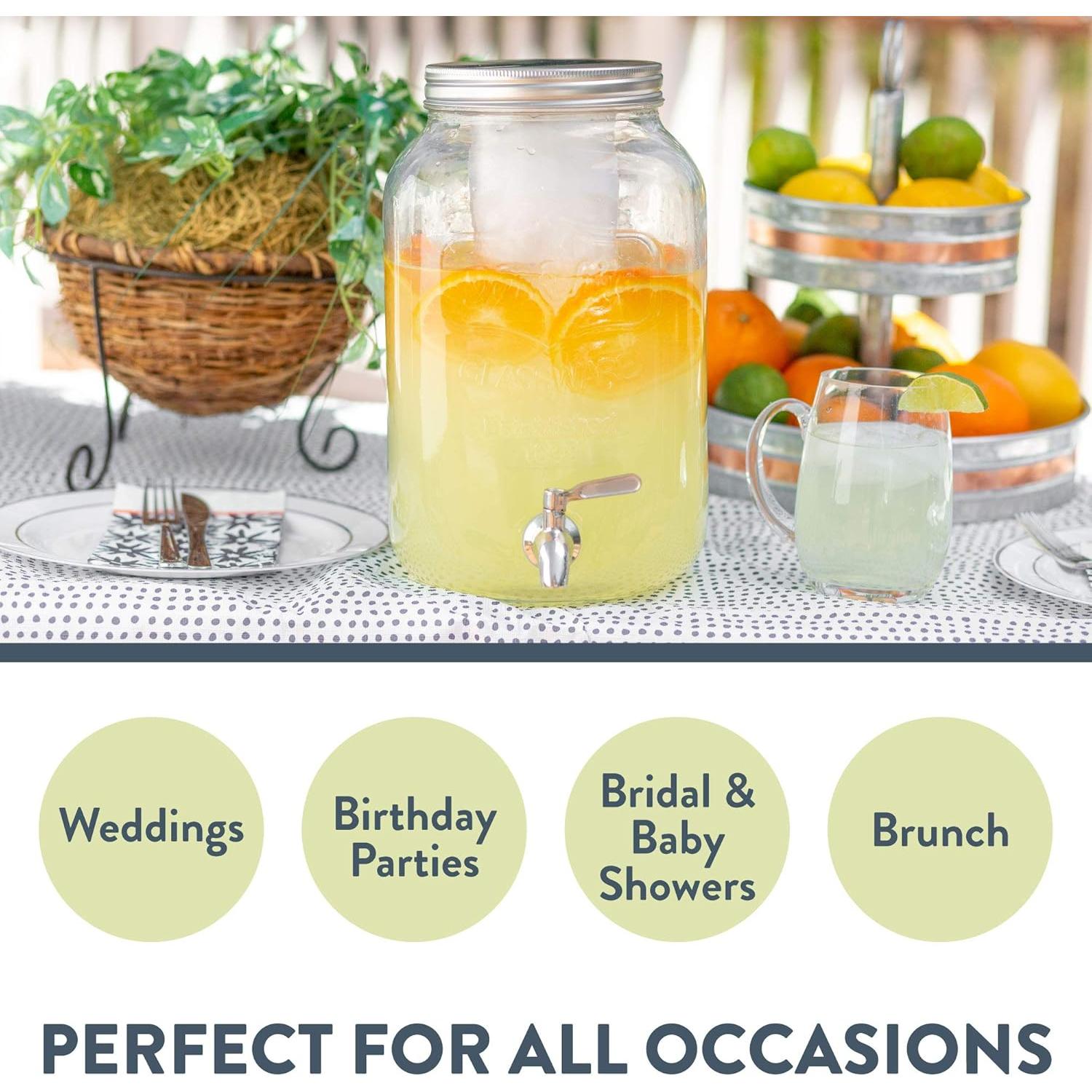 Dispensador de Bebidas de Vidrio Crutello 7.57L con Grifo Inoxidable