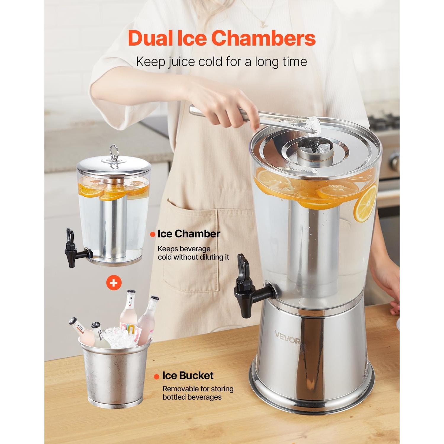 Dispensador de Bebidas VEVOR 8L Acero Inoxidable con Grifo