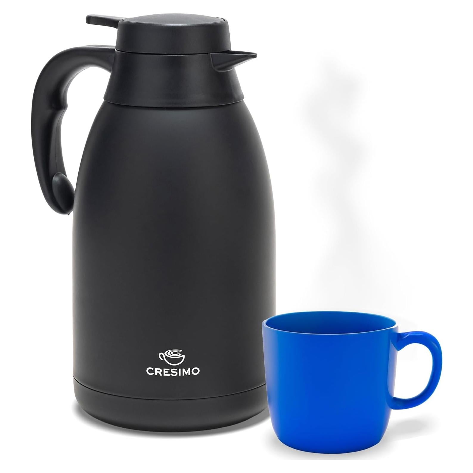 Jarra Térmica Cresimo 2L Acero Inoxidable Negra - Calor 12h Frío 36h