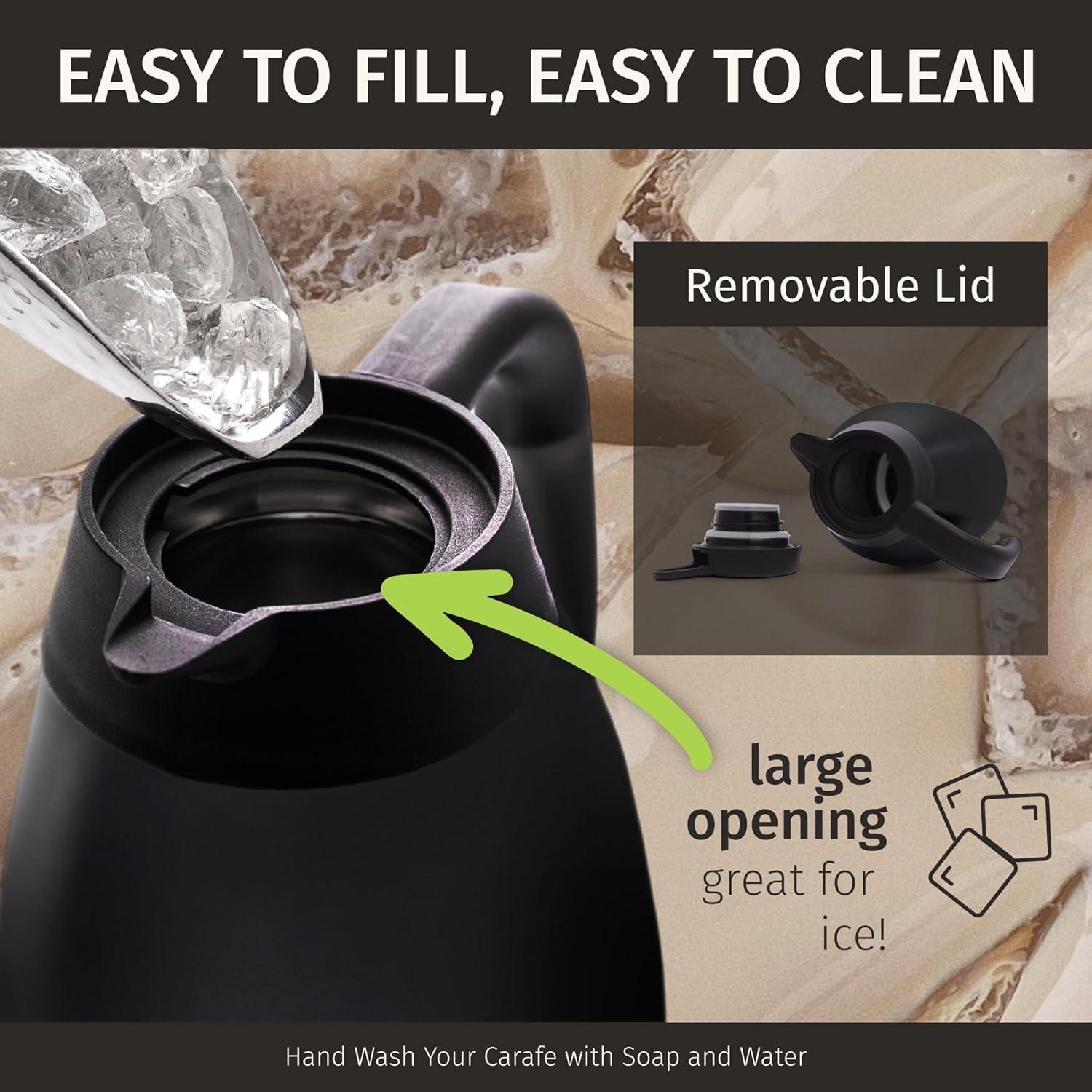 Jarra Térmica Cresimo 2L Acero Inoxidable Negra - Calor 12h Frío 36h