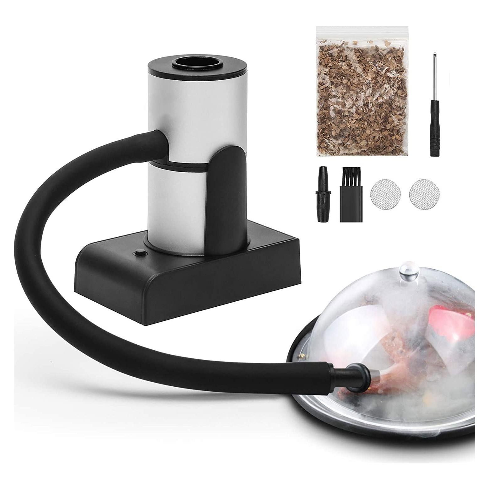 Hoedia Smoking Gun Wood Smoke, Portable Handheld Smoke Infuser,Cold Smoker Food Smoker Gun for Meat, Kitchen Smoke Gun for Cooking with Wood Chips for Bar Cooking Meat BBQ Drinks (Sliver)