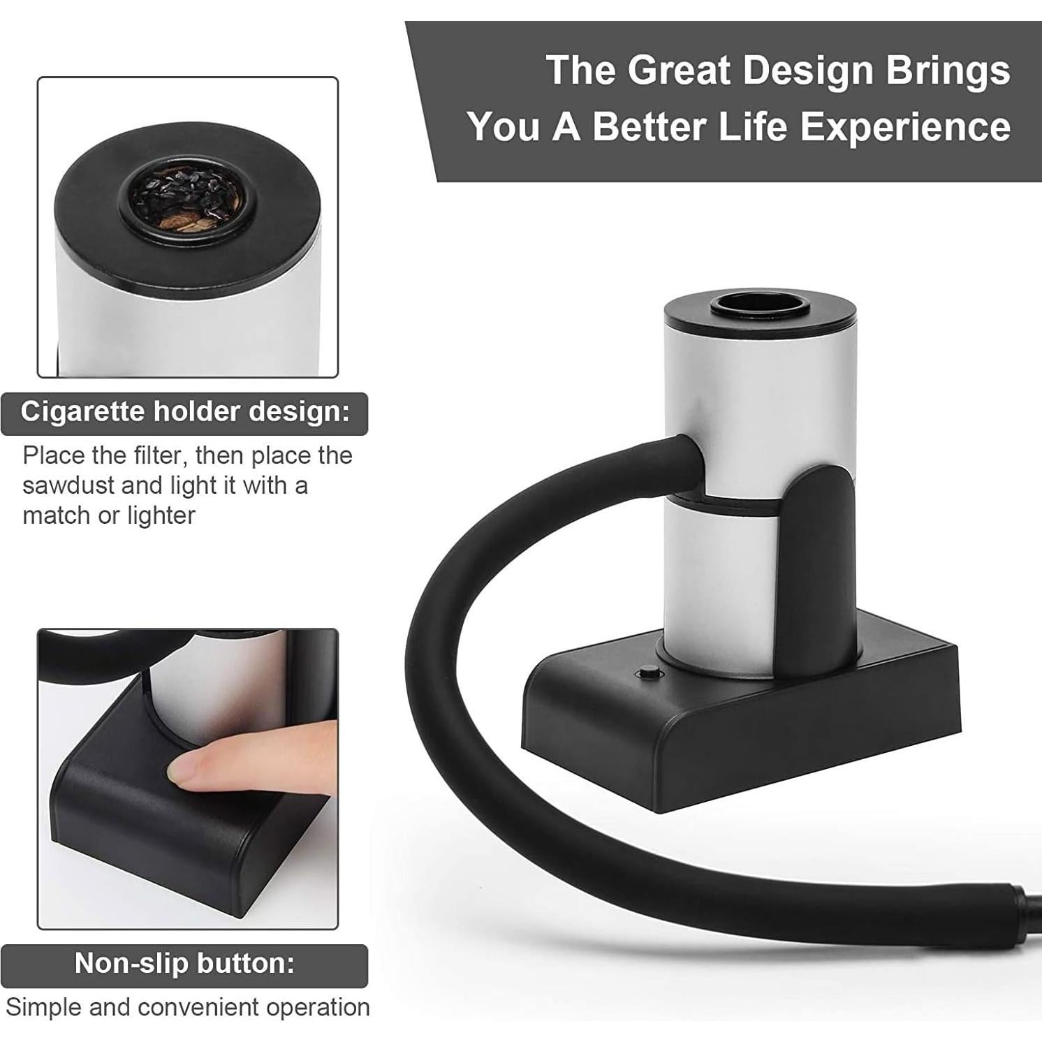 Hoedia Smoking Gun Wood Smoke, Portable Handheld Smoke Infuser,Cold Smoker Food Smoker Gun for Meat, Kitchen Smoke Gun for Cooking with Wood Chips for Bar Cooking Meat BBQ Drinks (Sliver)