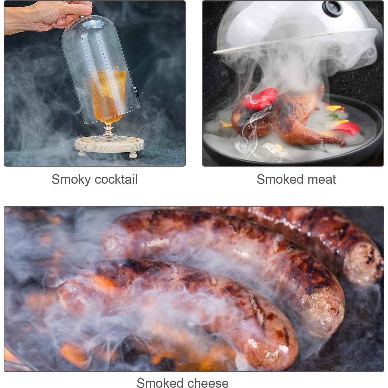 Hoedia Smoking Gun Wood Smoke, Portable Handheld Smoke Infuser,Cold Smoker Food Smoker Gun for Meat, Kitchen Smoke Gun for Cooking with Wood Chips for Bar Cooking Meat BBQ Drinks (Sliver)