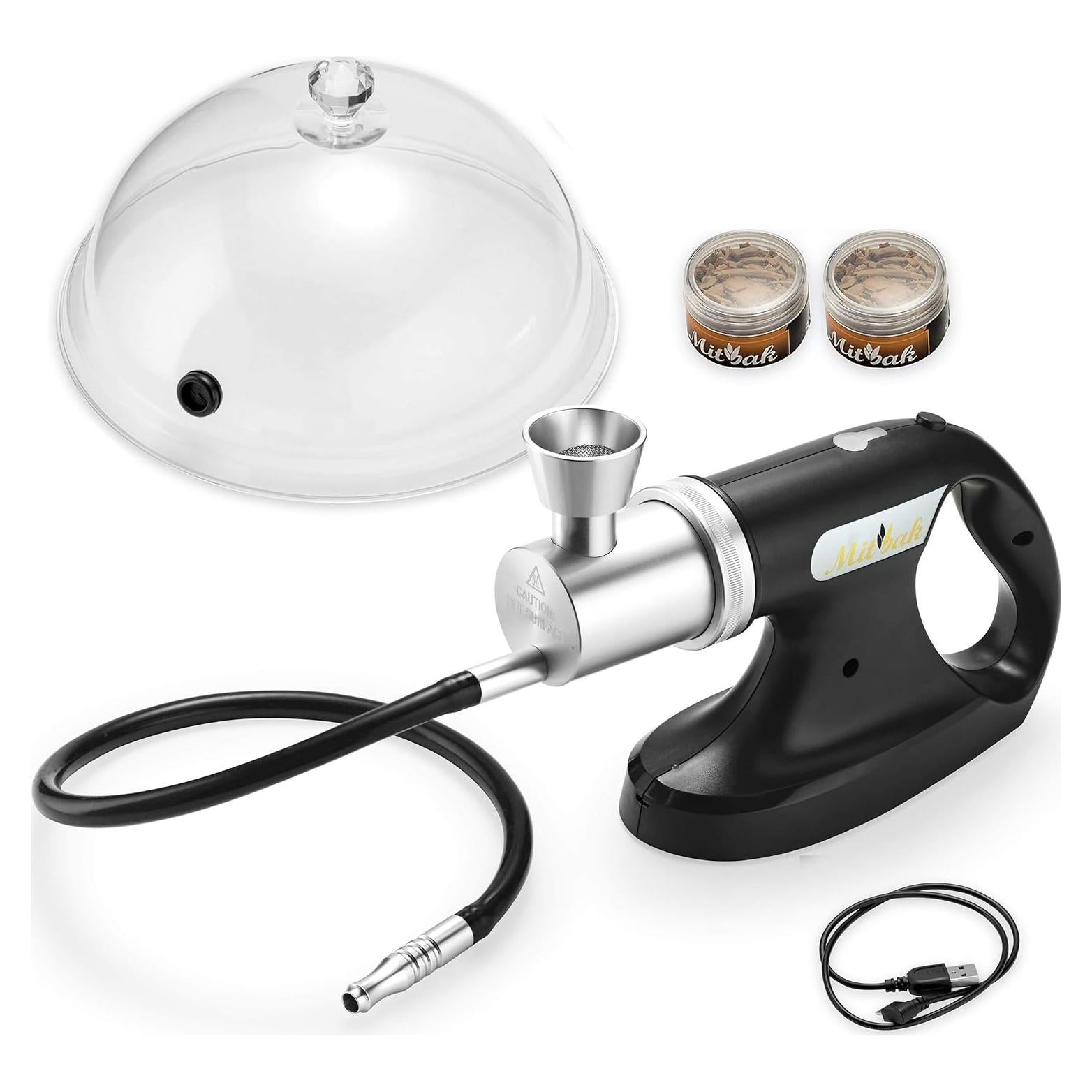 Mitbak Cocktail Smoker Kit With Dome Lid, Woodchips, and Portable Smoking Gun - Indoor-Outdoor Smoke Infuser for Whiskey and Bourbon - Excellent Gift for Men