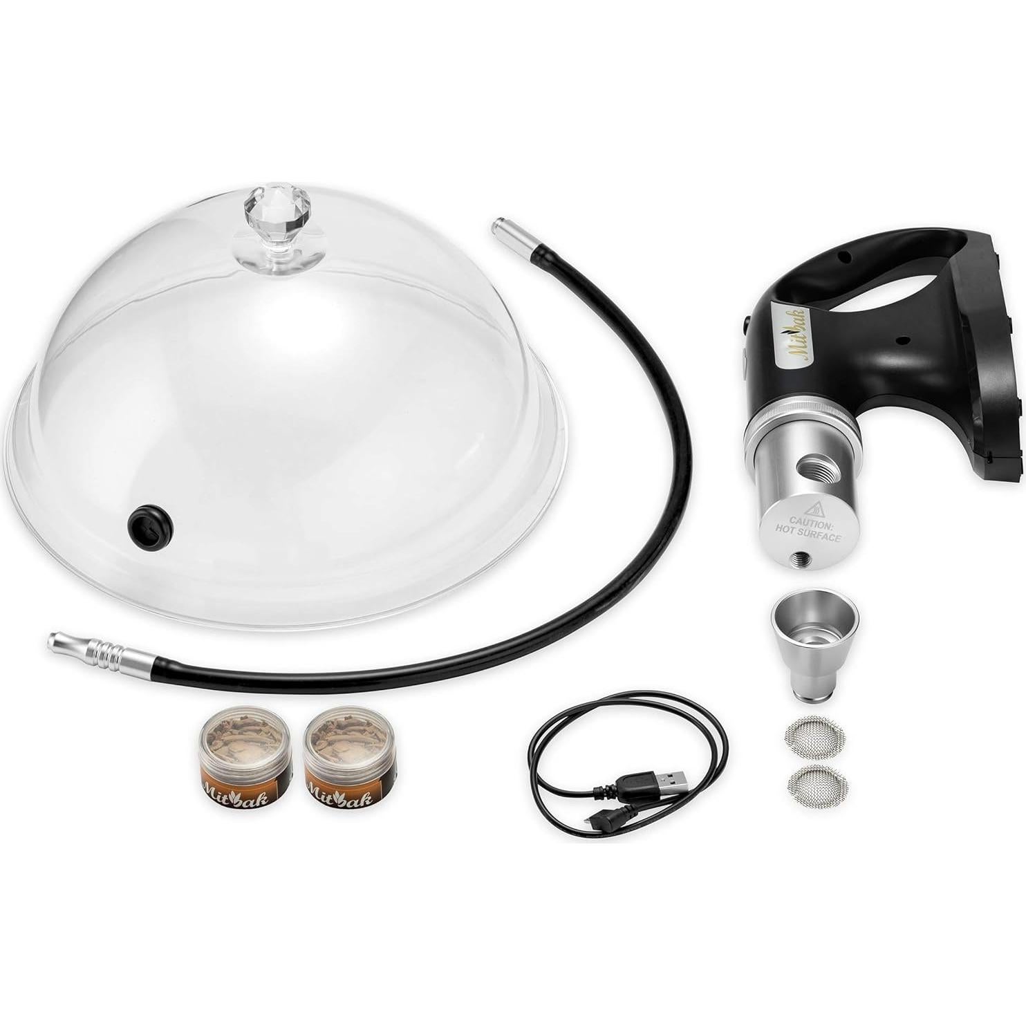 Mitbak Cocktail Smoker Kit With Dome Lid, Woodchips, and Portable Smoking Gun - Indoor-Outdoor Smoke Infuser for Whiskey and Bourbon - Excellent Gift for Men