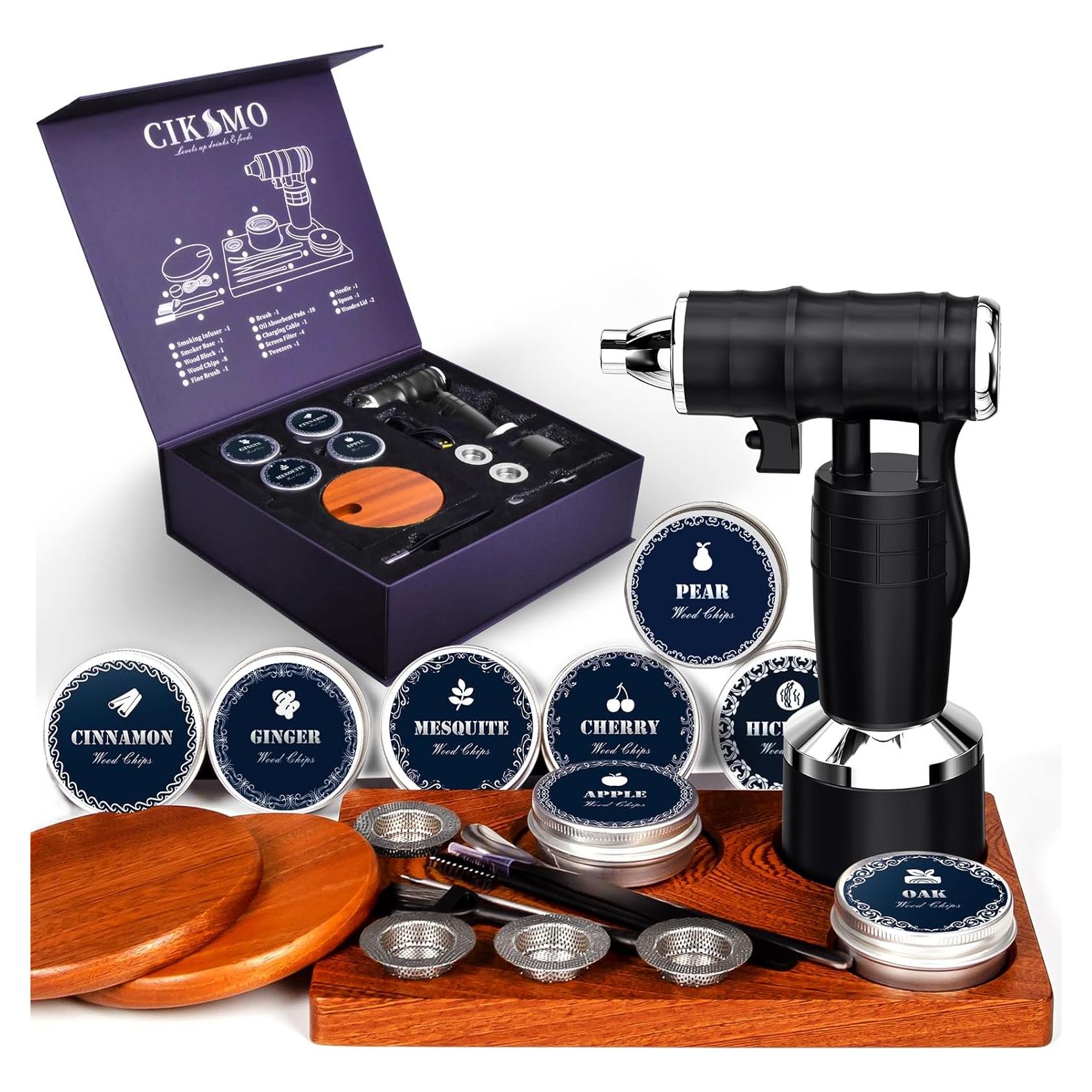 Kit de Ahumador de Cócteles CIKSMO Recargable con 8 Astillas