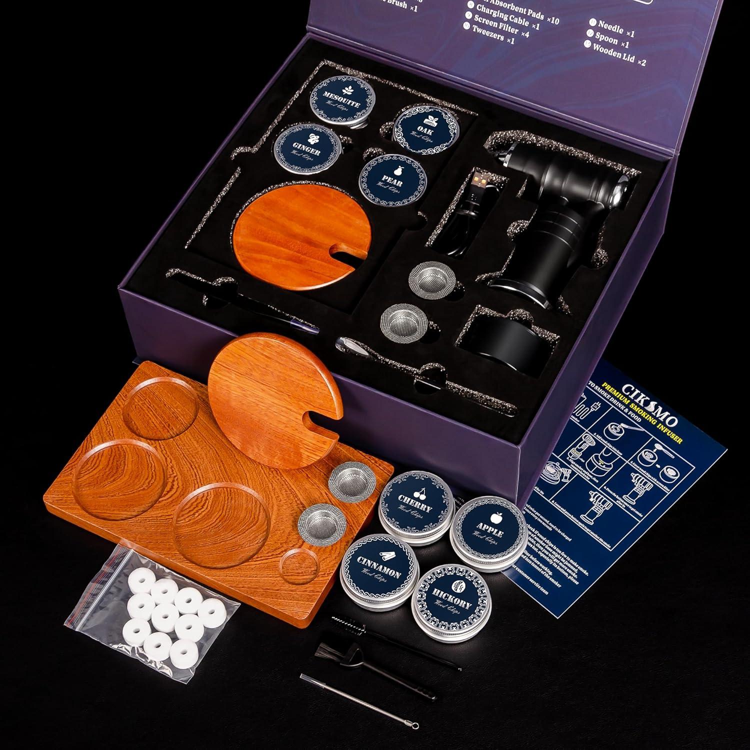 Kit de Ahumador de Cócteles CIKSMO Recargable con 8 Astillas