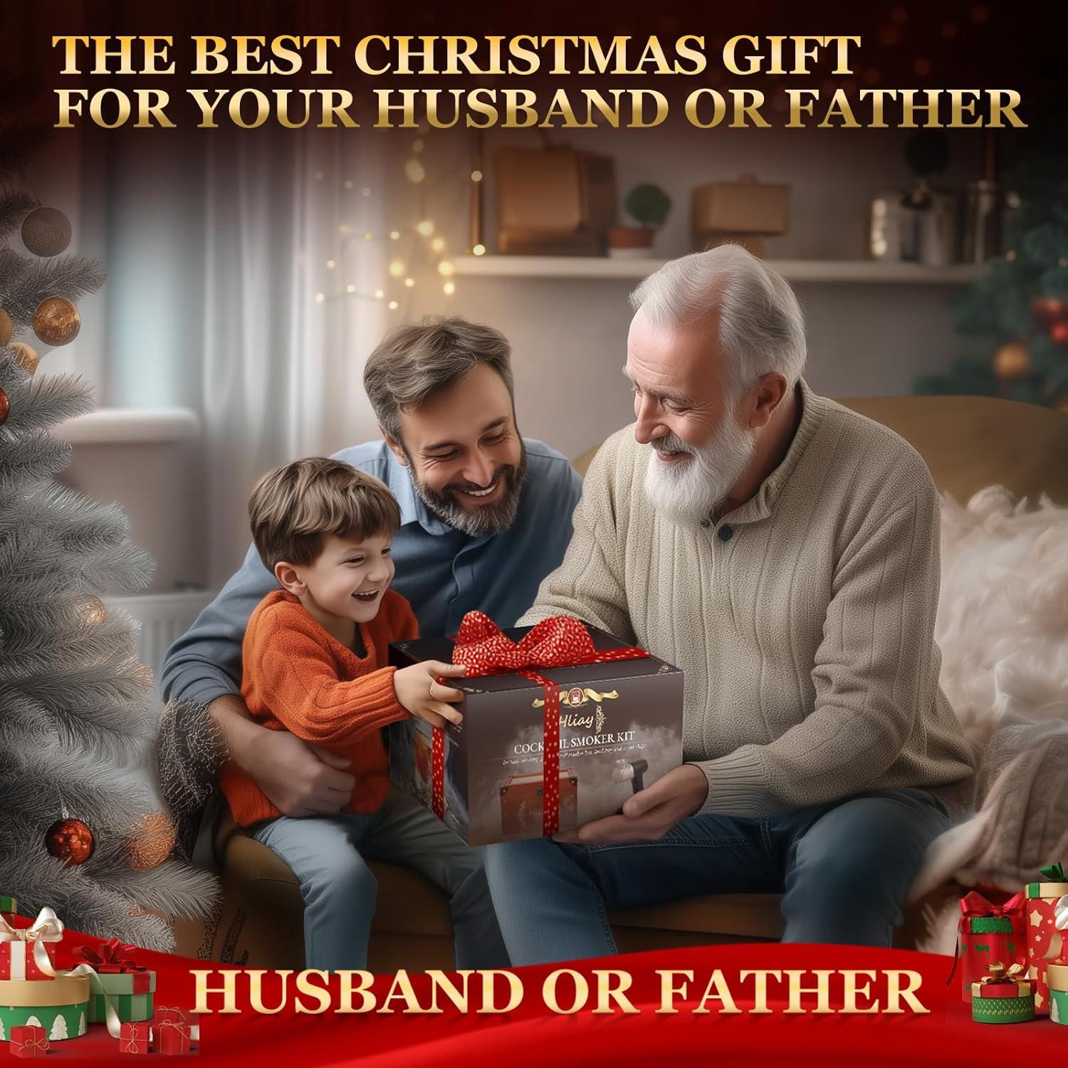 Smoking Gun Food Smoker with Wooden Smoking Box, Smoke Gun for Cocktails, Old Fashioned Smoker Kit Include Tray&Wood Chips, Old Fashioned Cocktail Smoker Kit, Gift for Men