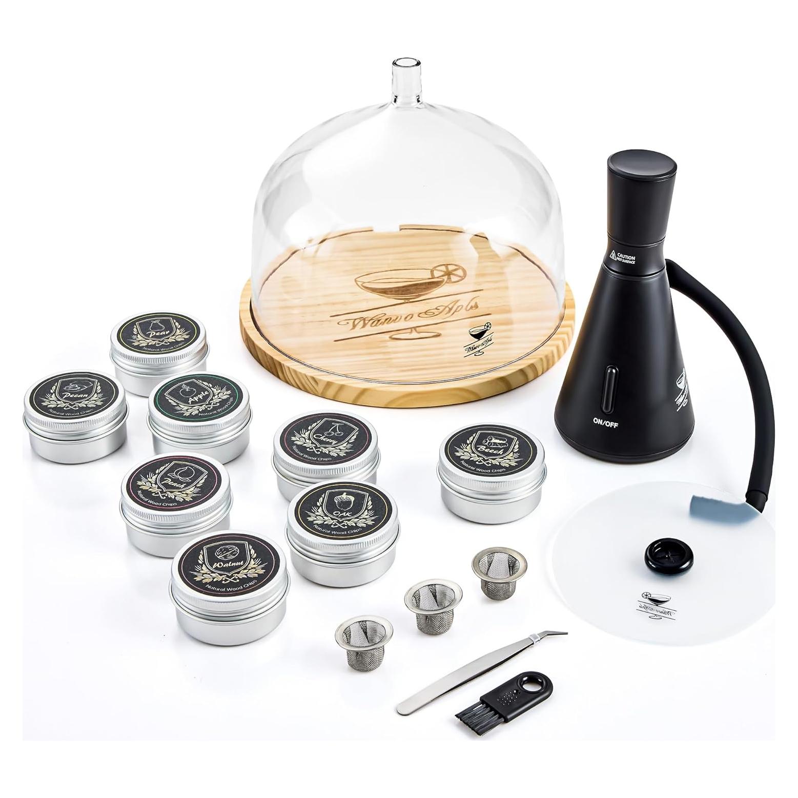 Elegant Cocktail Smoker Kit - Complete Whiskey Drink Smoking Gun with 8 Flavors of Wood Chips, Dome, and Accessories, Adds Flavor to Food and Drinks, Infuser Kit for Indoor Outdoor Use