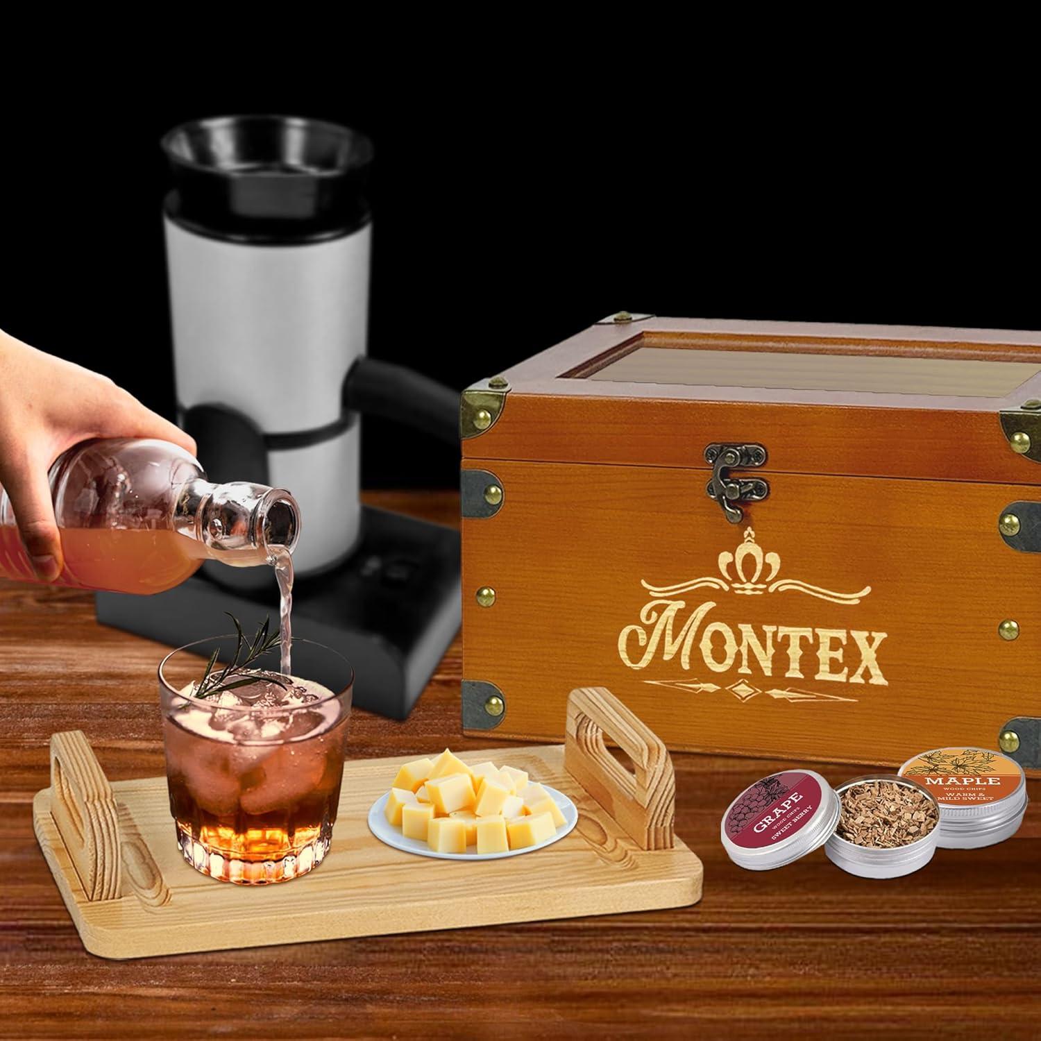 Cocktail Smoker Kit, Whiskey Smoker Kit with Smoking Gun, Whiskey Gift for Men, Bourbon Gifts for Men, Included Cocktail Smoker Box, Food Tray and 6 Wood Chips, Bourbon Smoker Kit