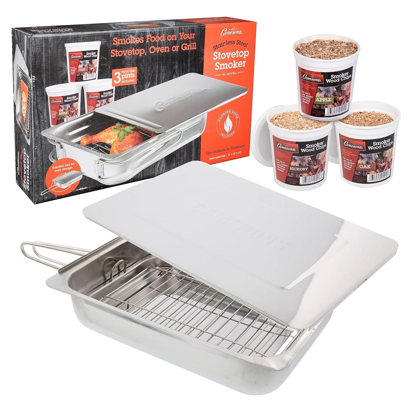 Ahumador de Estufa Camerons - Acero Inoxidable con Chips de Madera