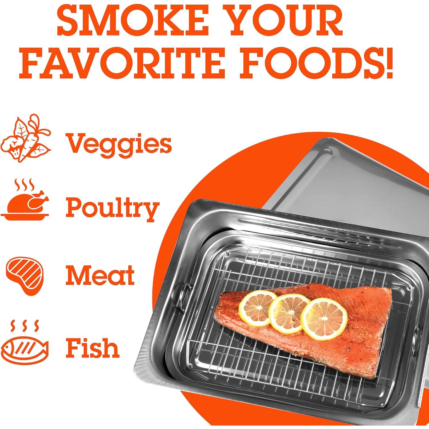 Ahumador de Estufa Camerons - Acero Inoxidable con Chips de Madera