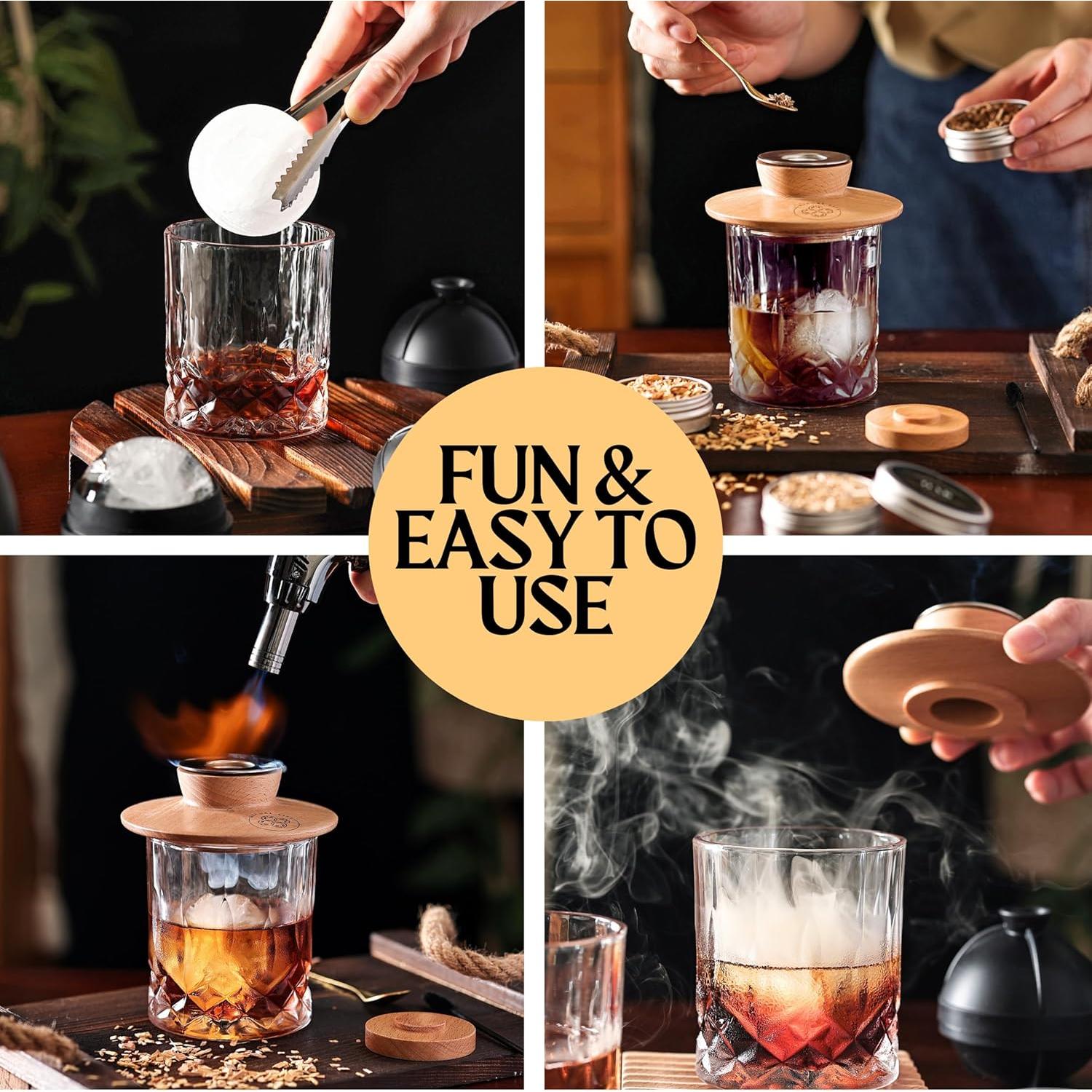 Kit de Ahumador de Whiskey Ritual Life con 2 Vasos y Antorcha