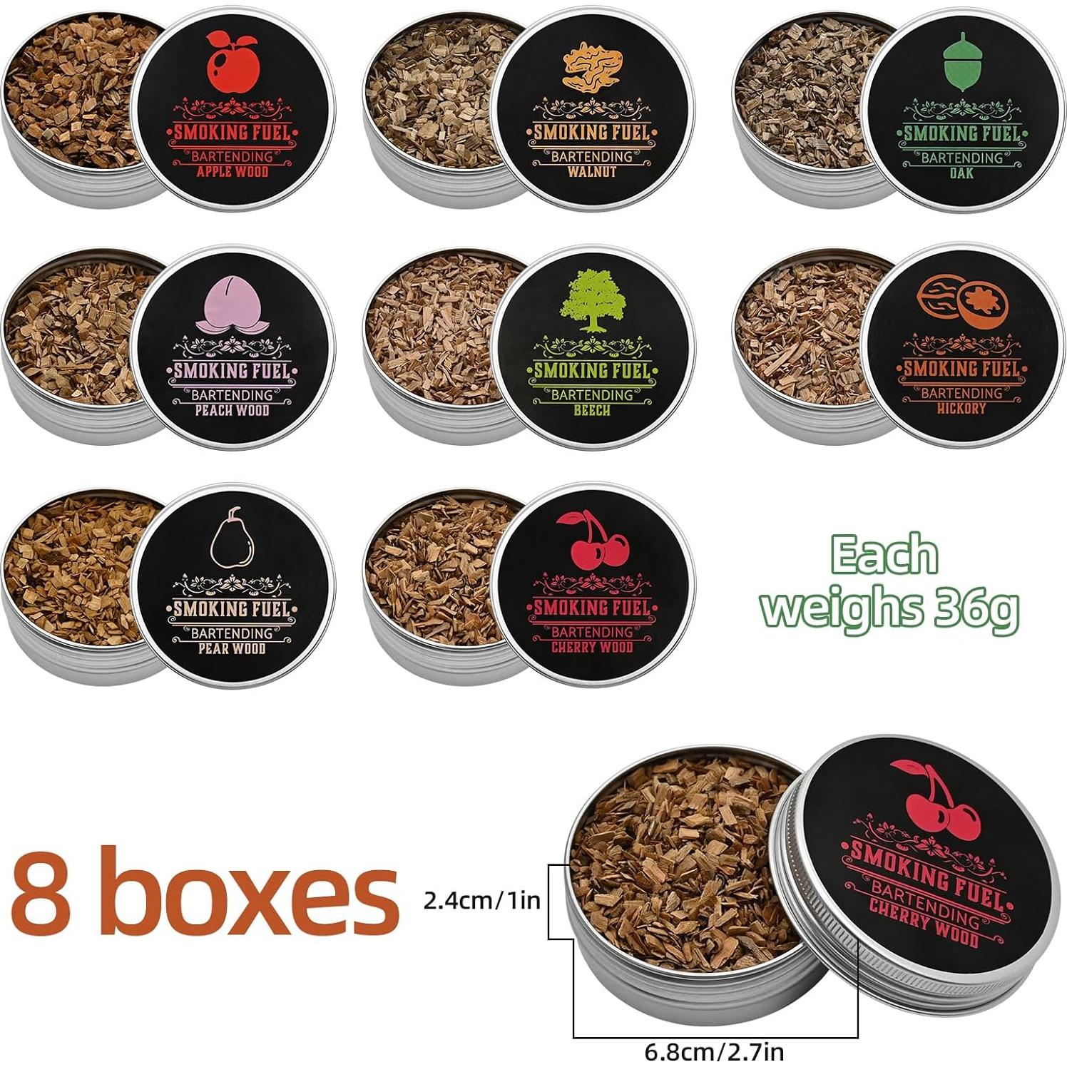 Astillas de Madera Natural Micovay para Ahumador de Cócteles - 8 Sabores