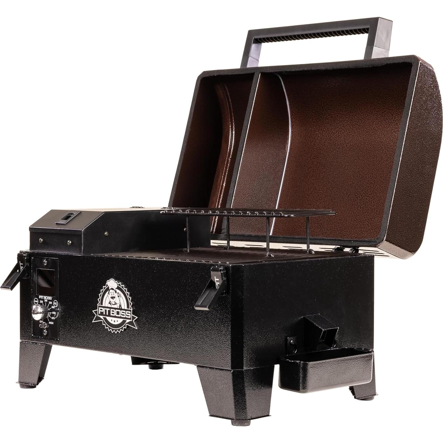 PIT BOSS 10697 Table Top Wood Grill With Temperature Control, Mahogany