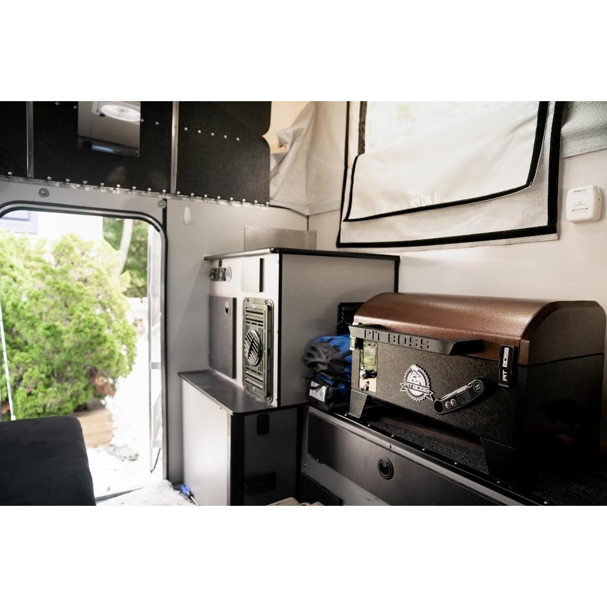 PIT BOSS 10697 Table Top Wood Grill With Temperature Control, Mahogany