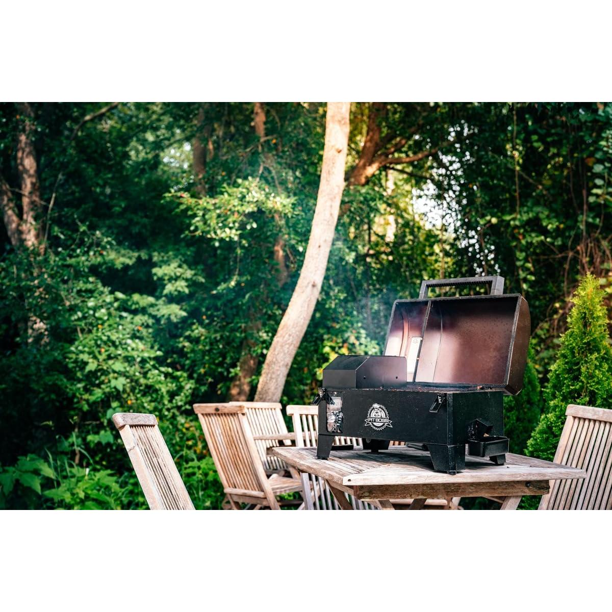 PIT BOSS 10697 Table Top Wood Grill With Temperature Control, Mahogany