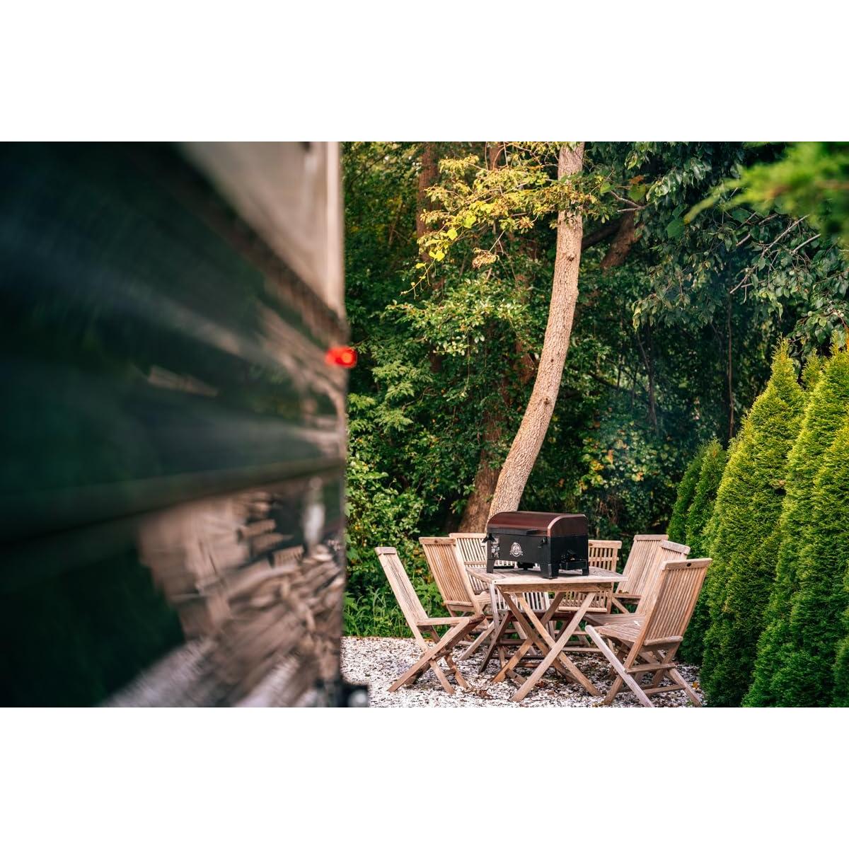 PIT BOSS 10697 Table Top Wood Grill With Temperature Control, Mahogany