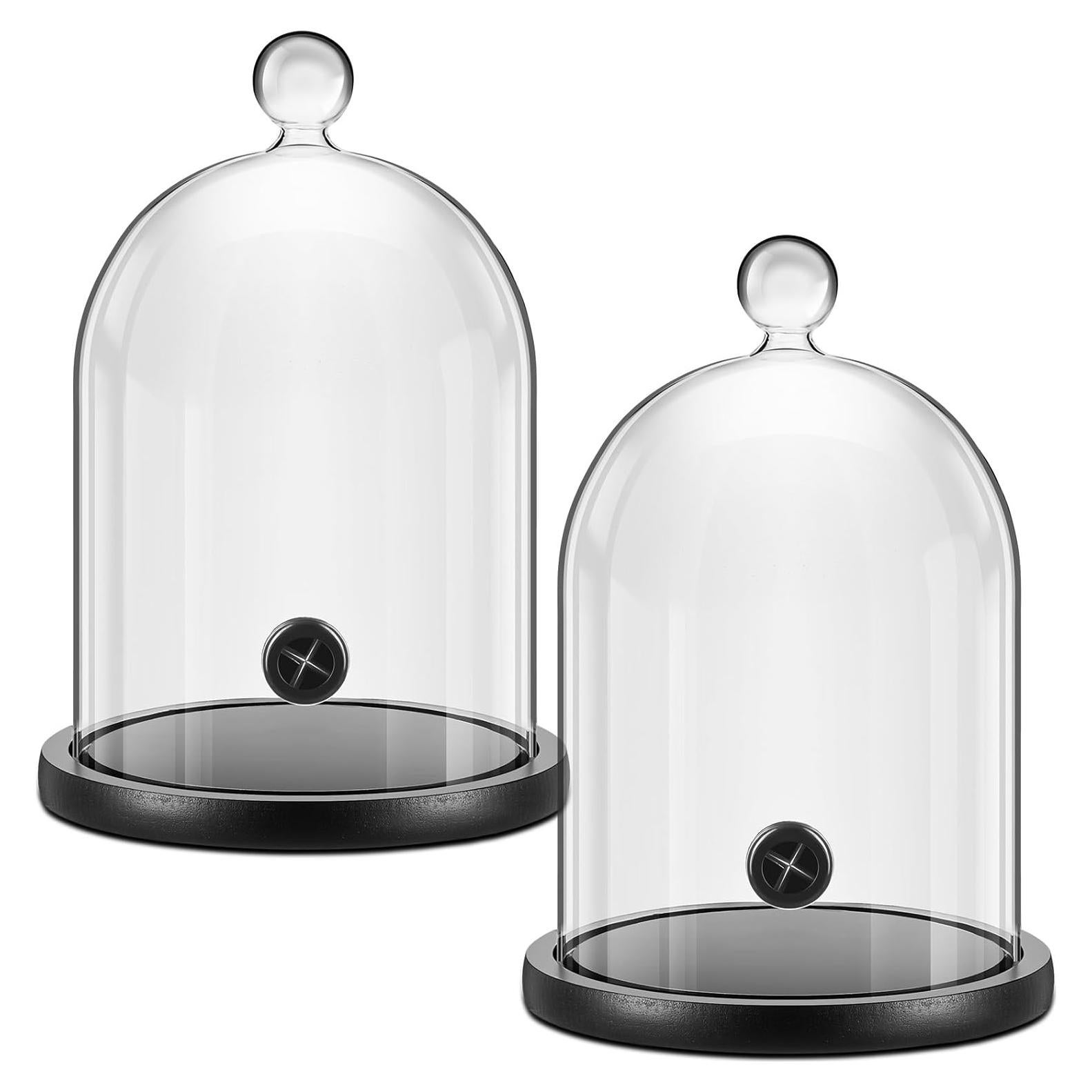 Cloche de Humo de Vidrio Uiifan con Base de Madera - 2 Piezas