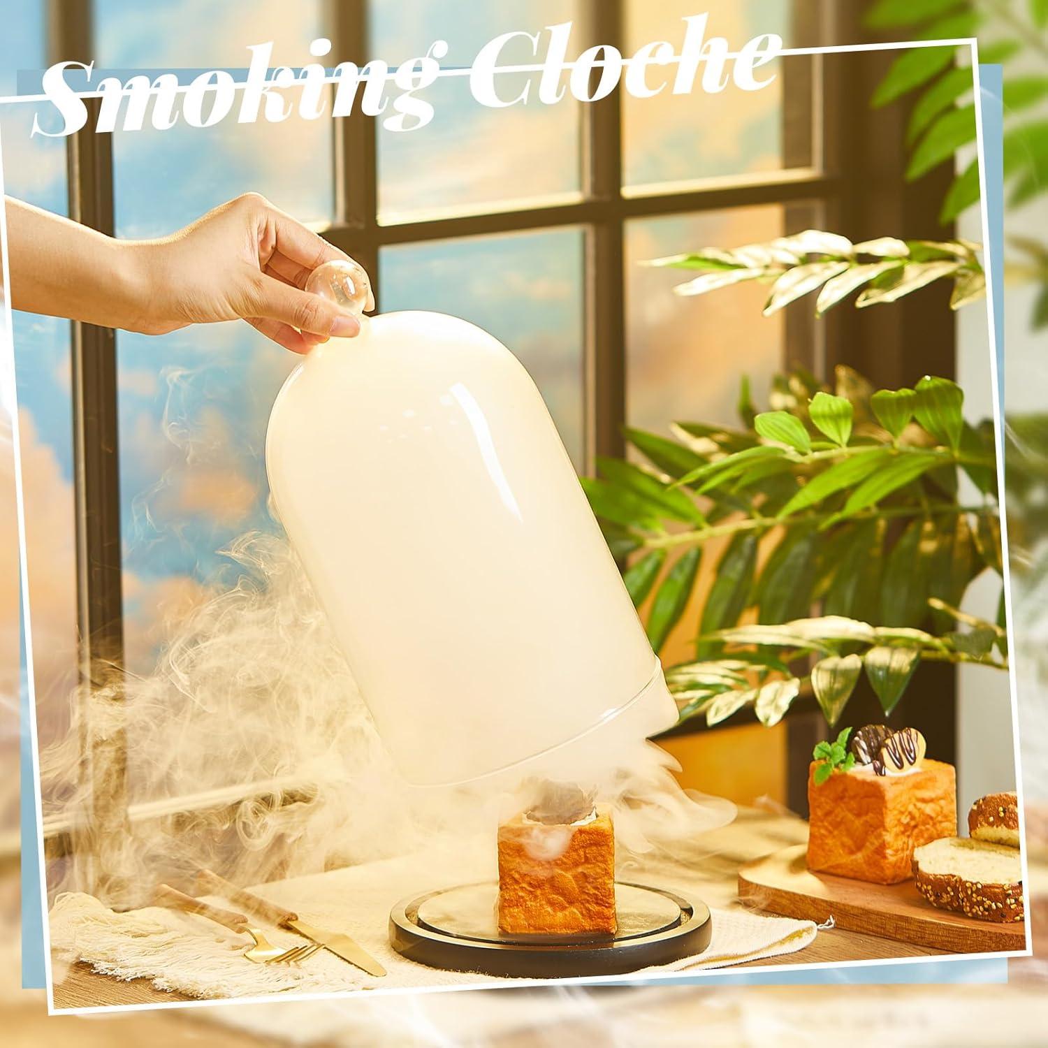 Cloche de Humo de Vidrio Uiifan con Base de Madera - 2 Piezas