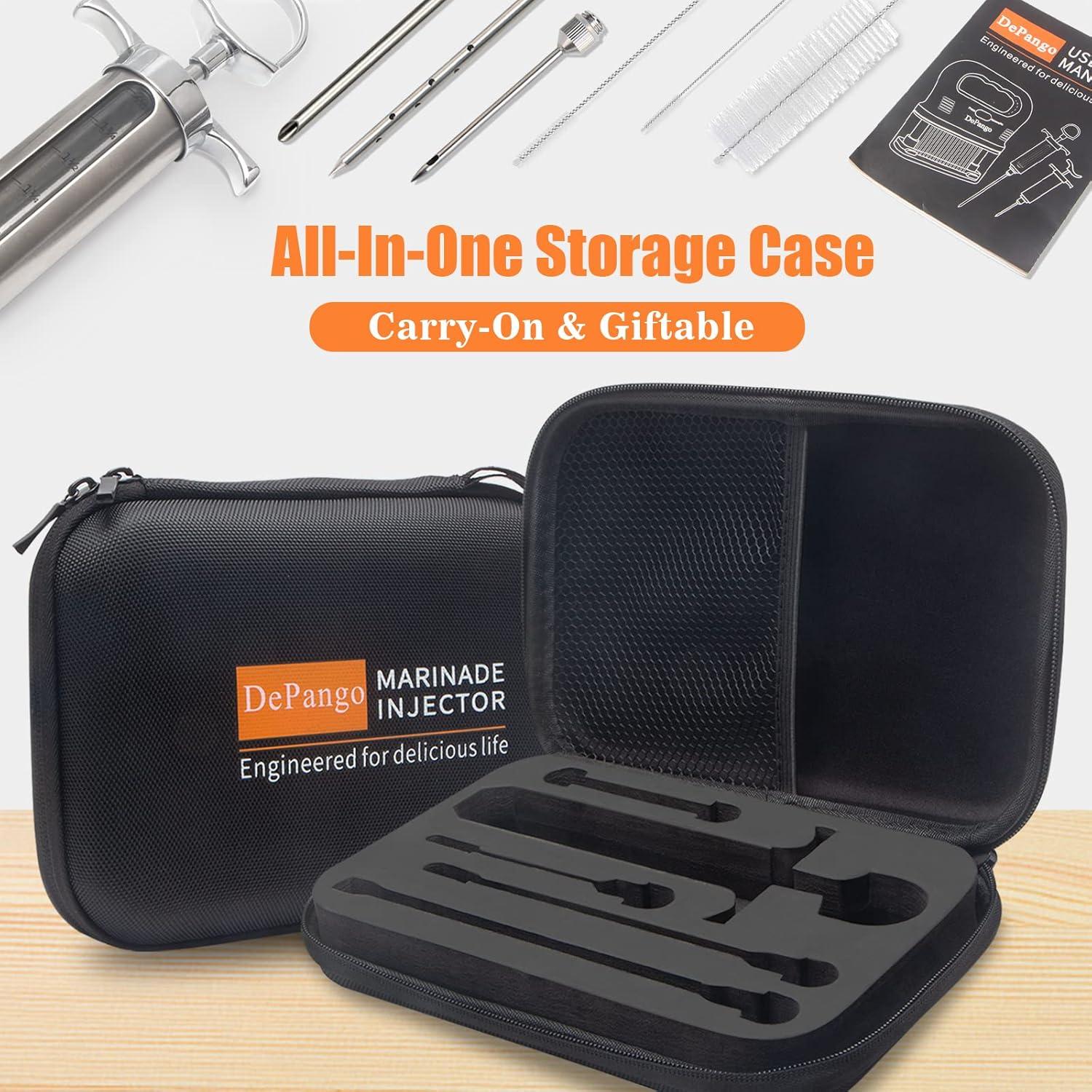 Kit Inyector de Carne DePango 2 oz con 3 Agujas de Acero Inoxidable