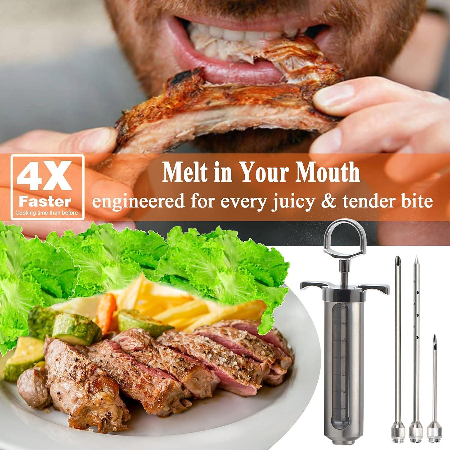 Kit Inyector de Carne DePango 2 oz con 3 Agujas de Acero Inoxidable