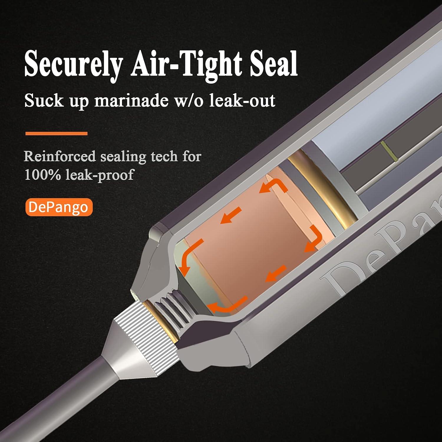 Kit Inyector de Carne DePango 2 oz con 3 Agujas de Acero Inoxidable