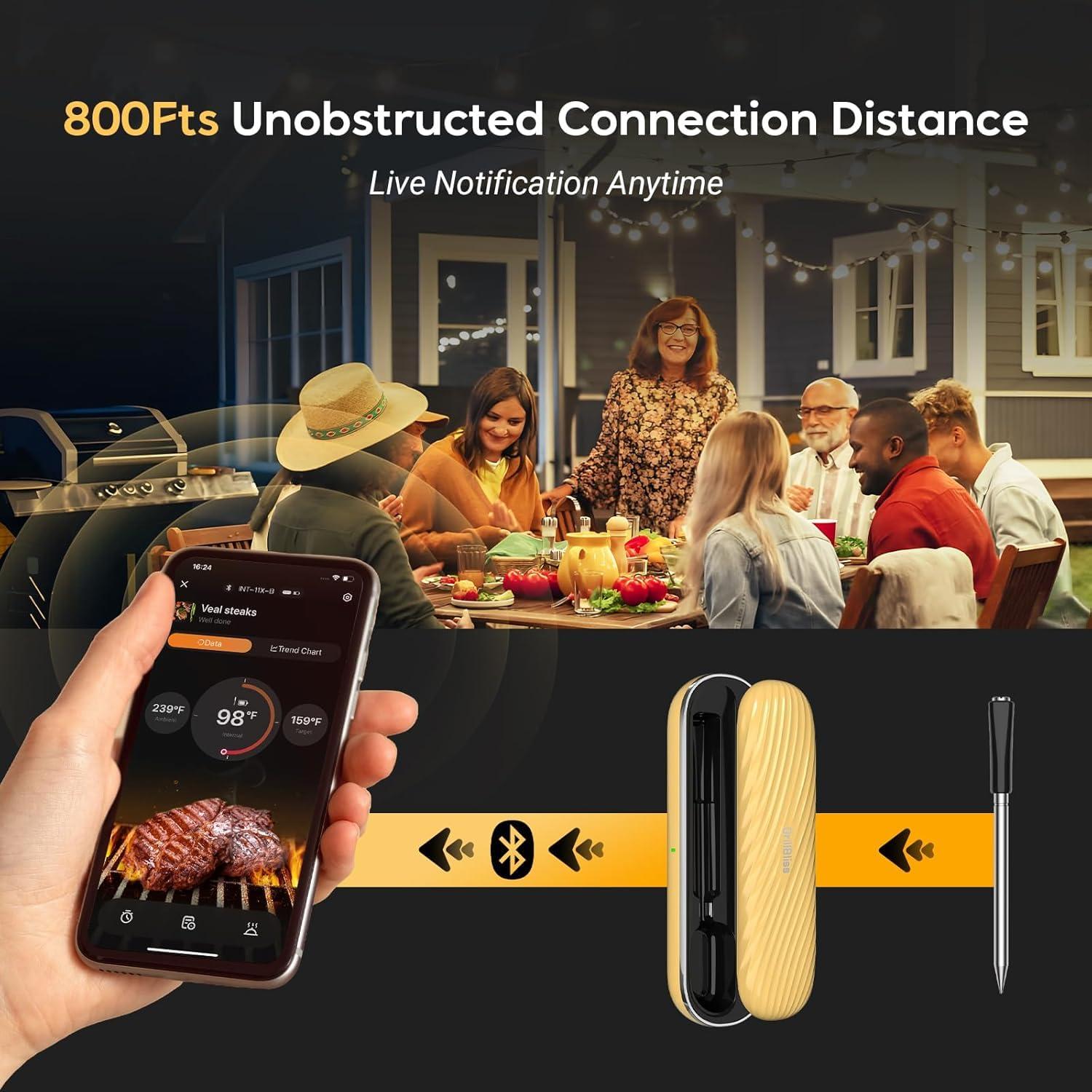 Termómetro de Carne Inalámbrico GrillBliss con Bluetooth 5.4