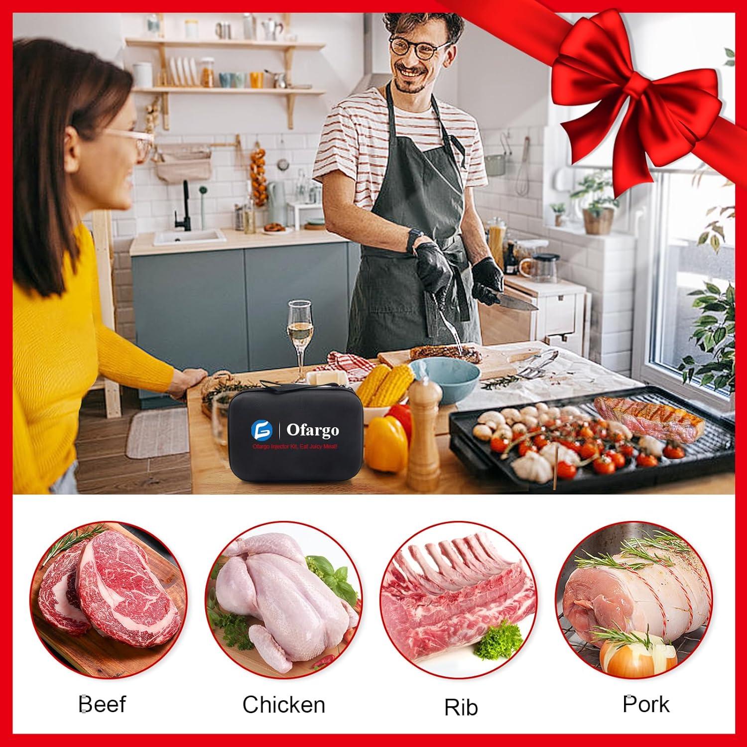 Jeringa Inyectora de Carne Ofargo 2 oz con 4 Agujas y Estuche