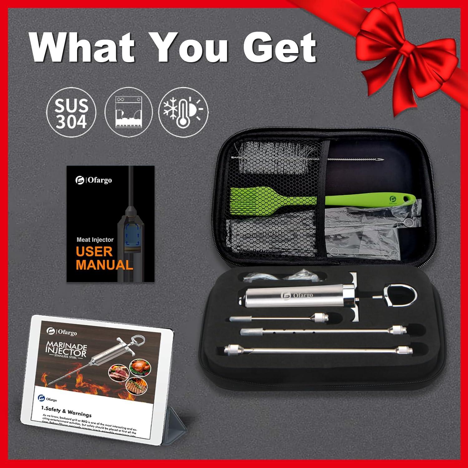 Jeringa Inyectora de Carne Ofargo 2 oz con 4 Agujas y Estuche