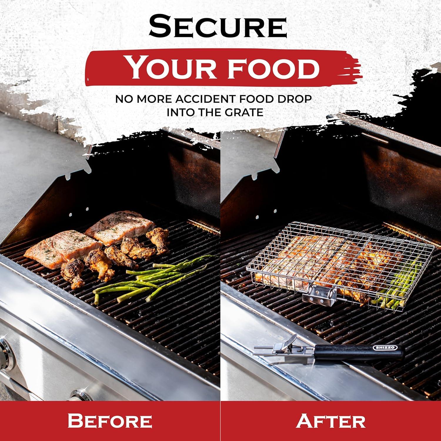 Cesta para Asar SHIZZO de Acero Inoxidable Grande 30.48x24.13cm