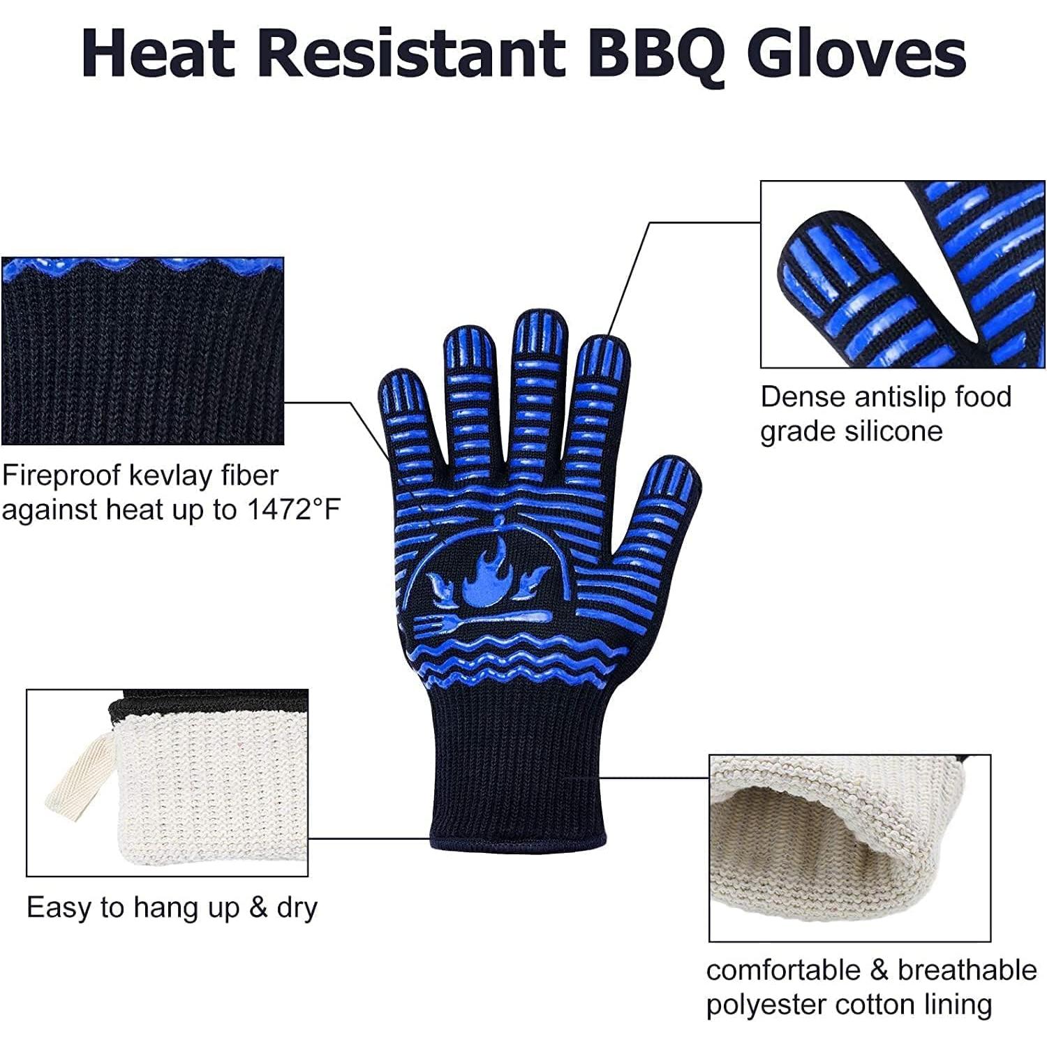 Guantes de BBQ Recoty 28cm Silicona Antideslizantes 800°C