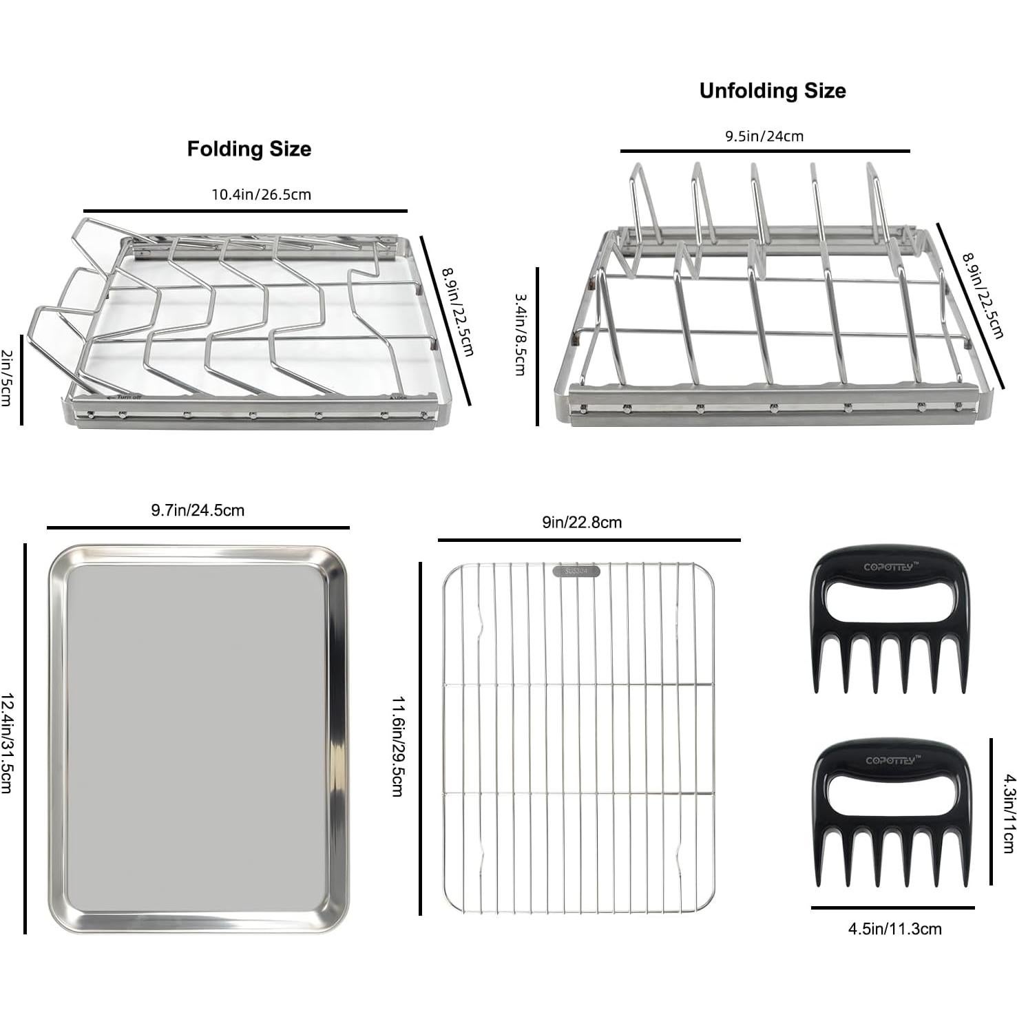 Soporte Plegable para Costillas Yangjiang 10" Acero Inoxidable