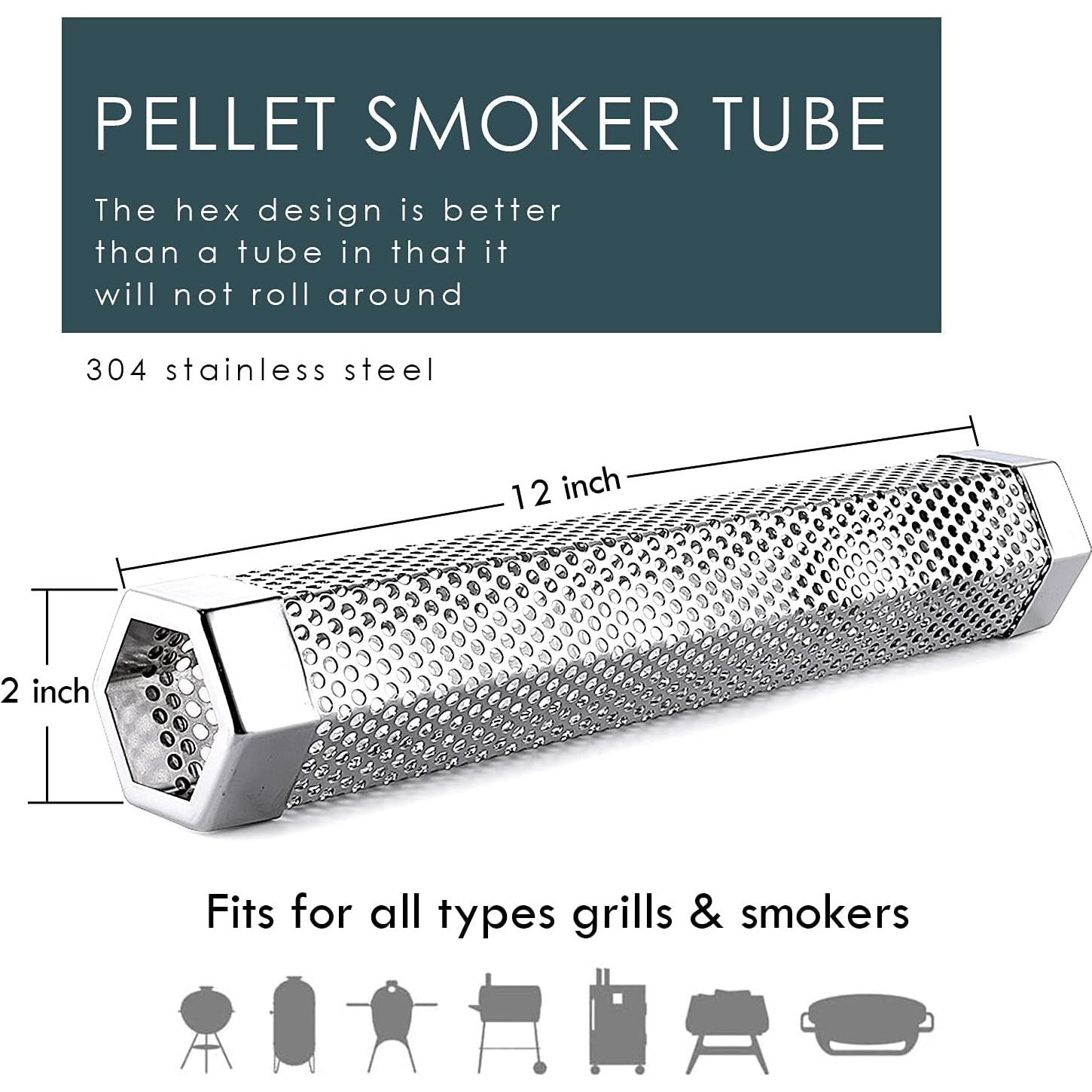 Tubo de Humo Hiisea 30.5 cm Acero Inoxidable para Parrilla
