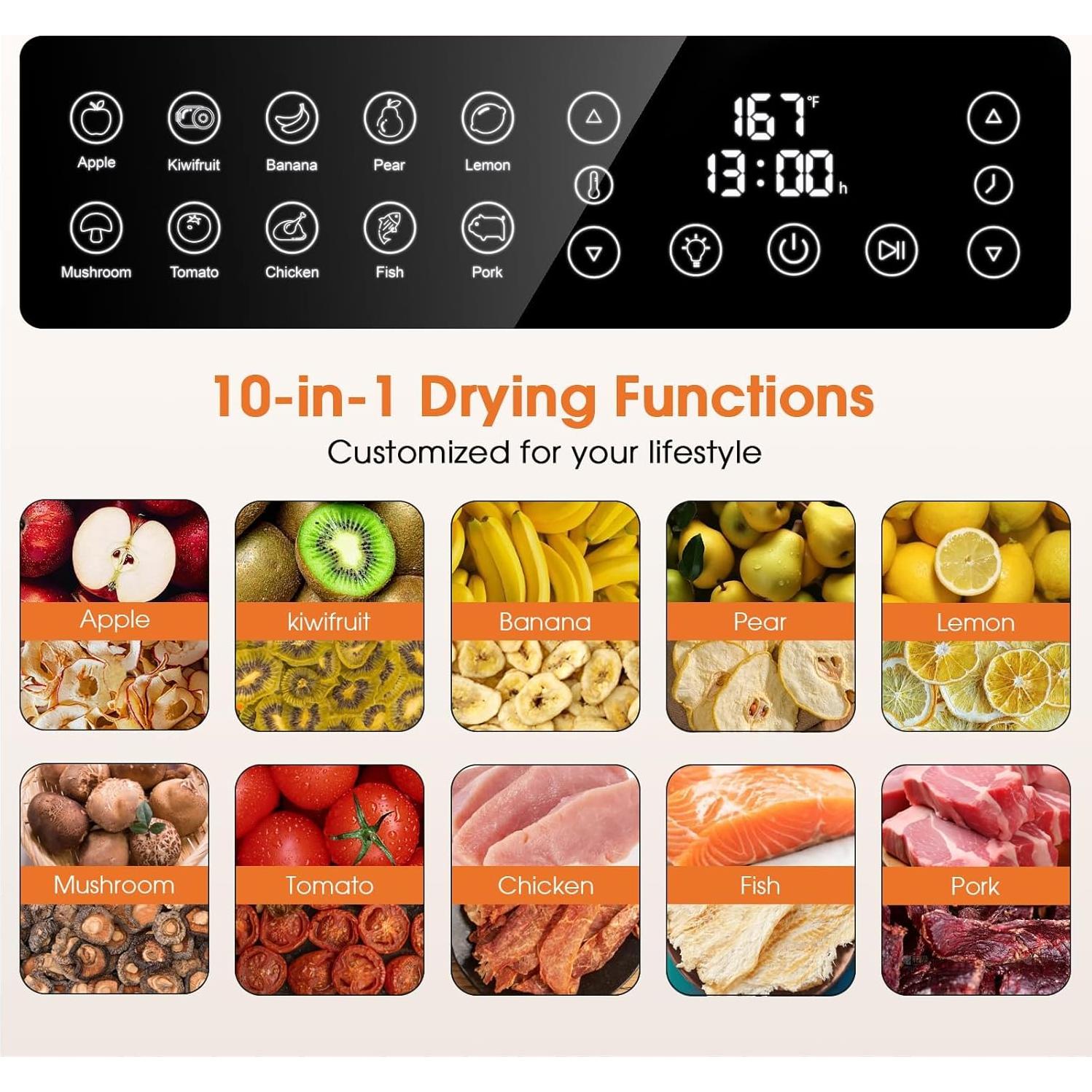 Deshidratador de Alimentos PSIIDAN FD-1008A 12 Bandejas 850W